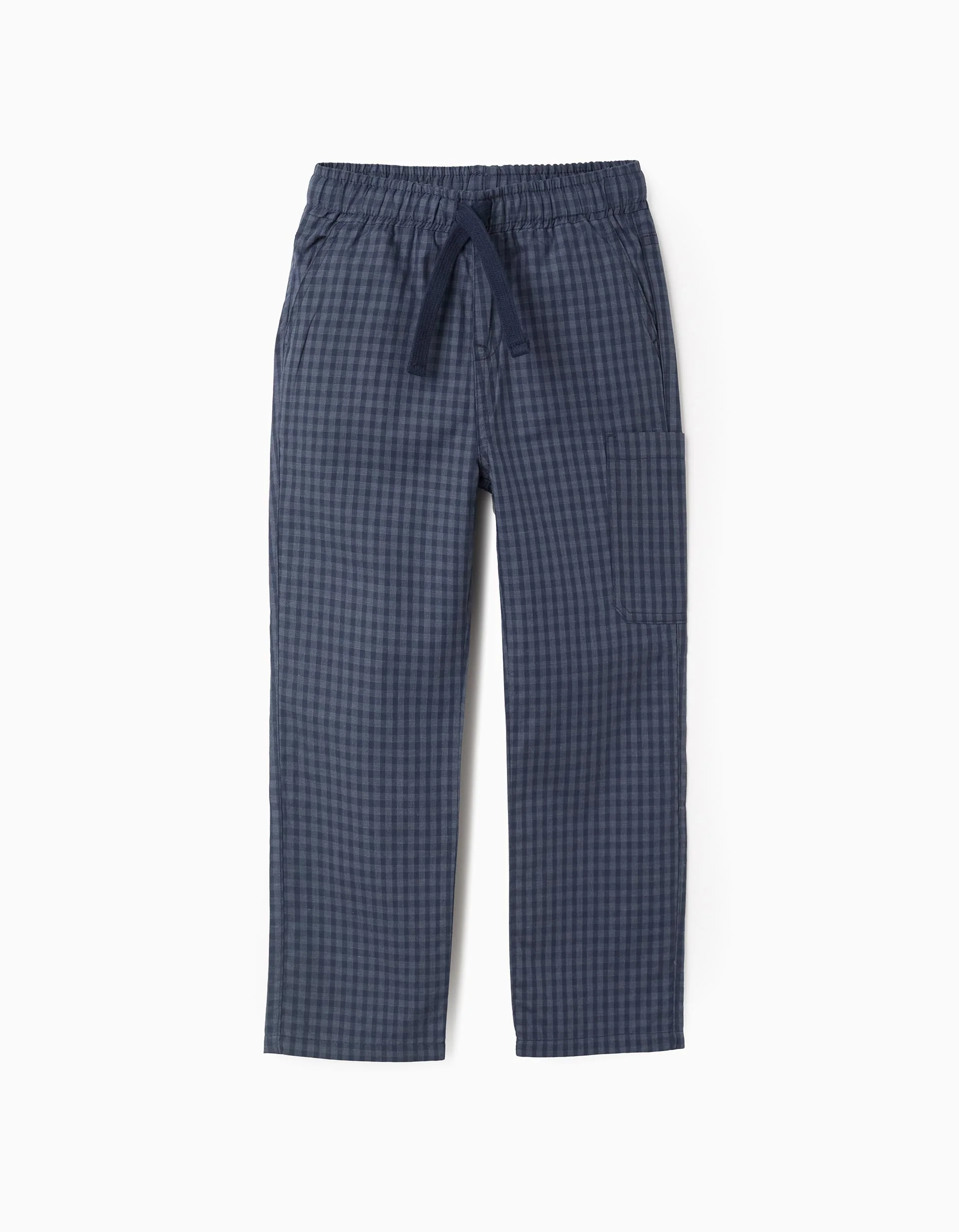 Vichy Trousers with Cargo Pocket for Boys 'Straight Fit', Dark Blue