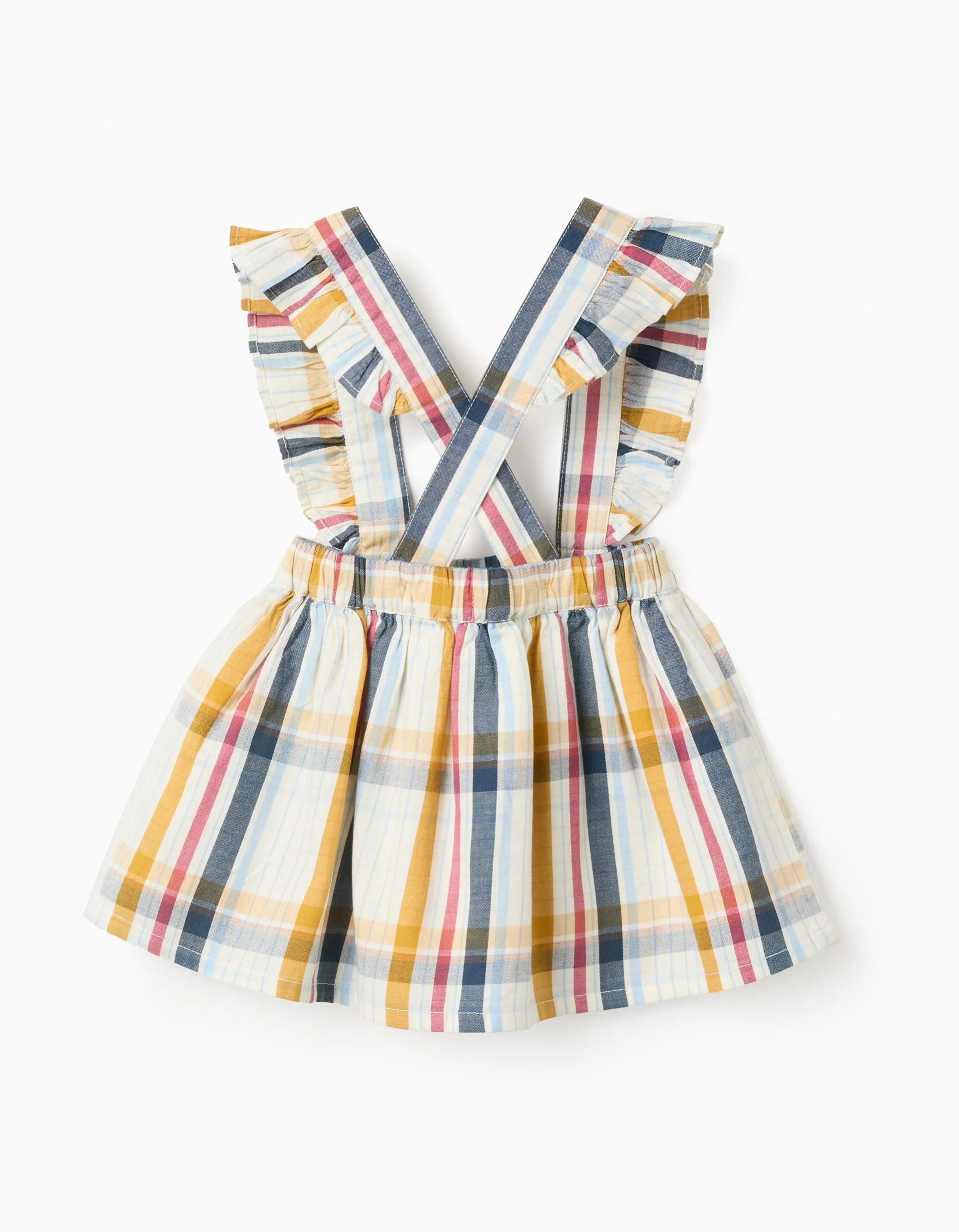 Cotton Checked Baby Girls Pinafore Dress 'B&S', Multicolour