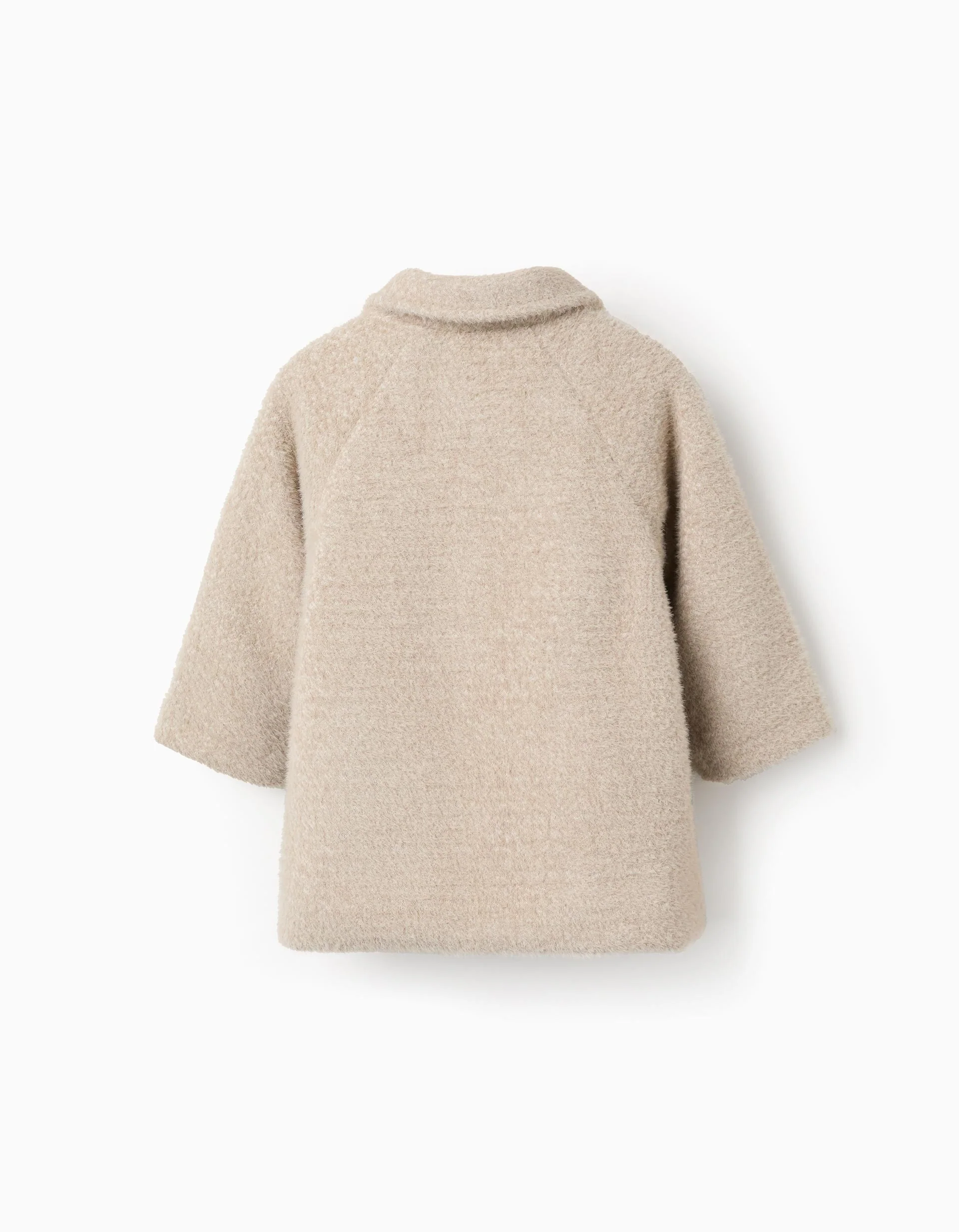 Fluffy Buttoned Jacket for Baby Girls, Beige