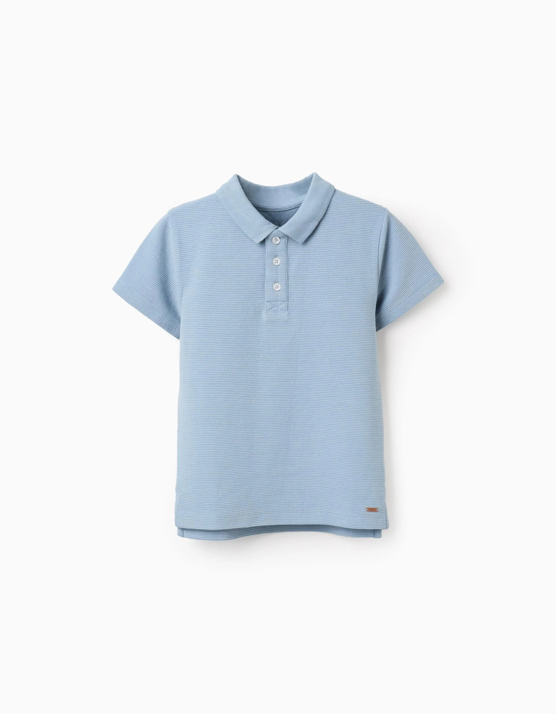 Ribbed Polo Shirt for Boys, Light Blue