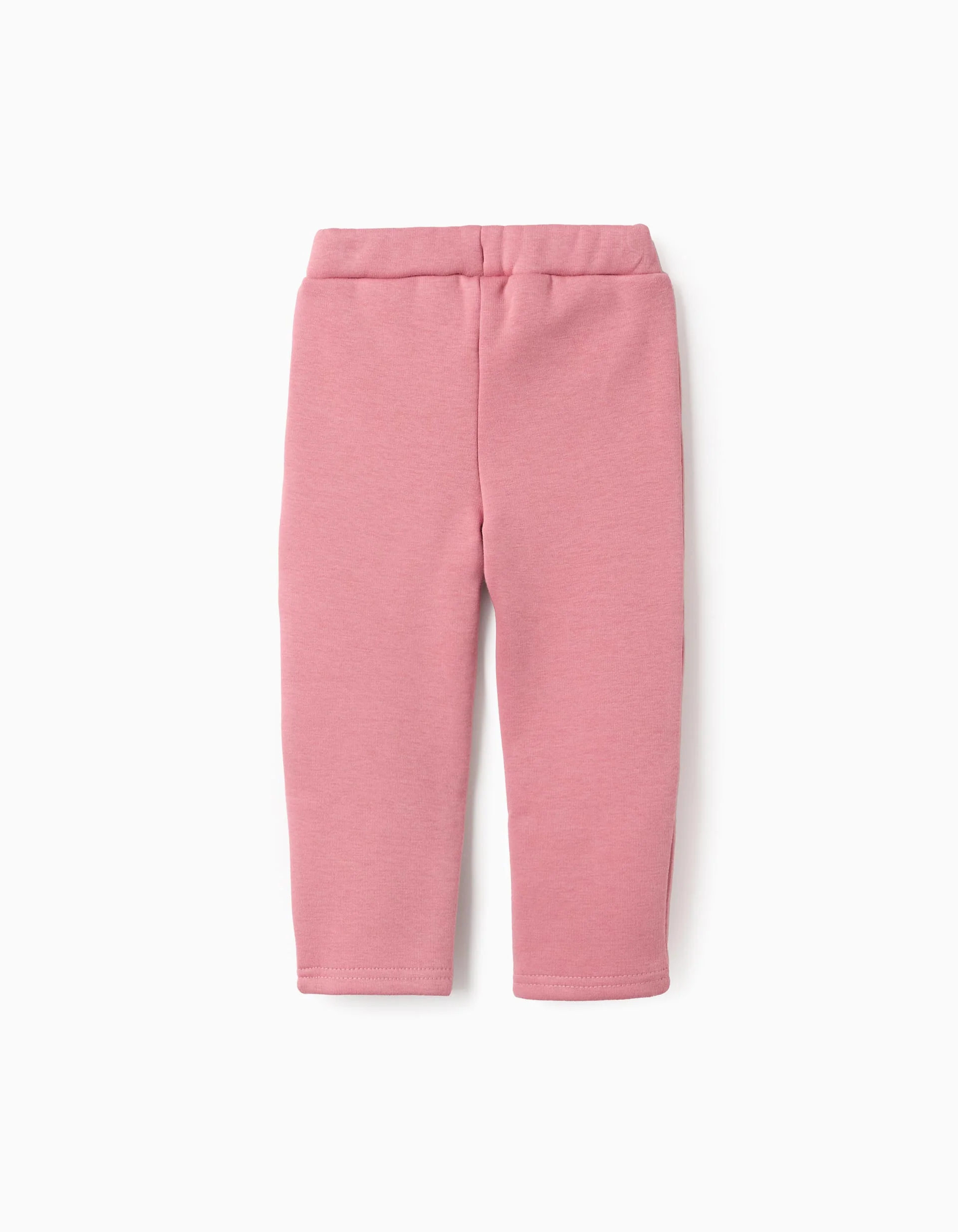 Brushed leggings with flower print for baby girls, pink