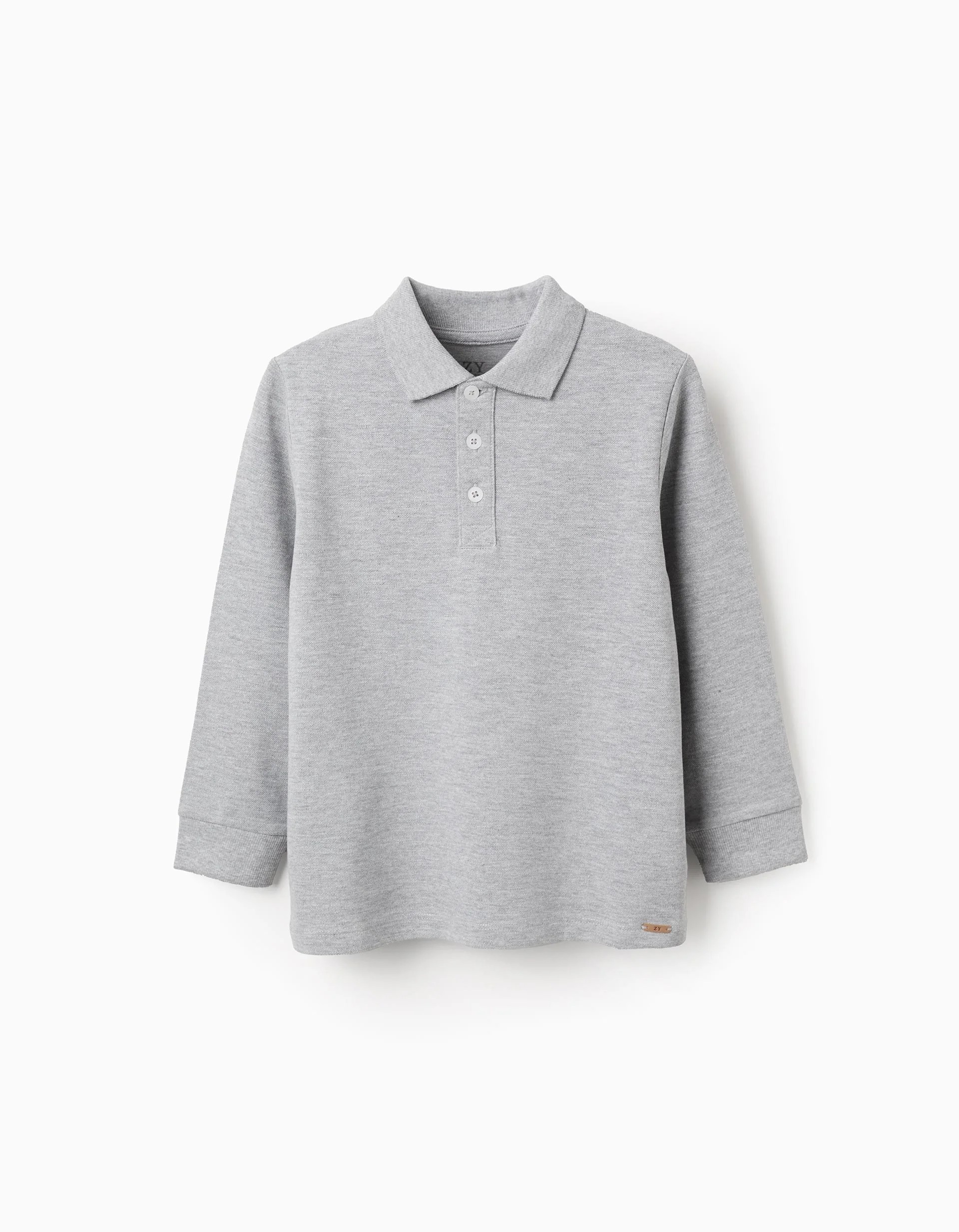 Long Sleeve Cotton Polo-shirt for Boys, Grey