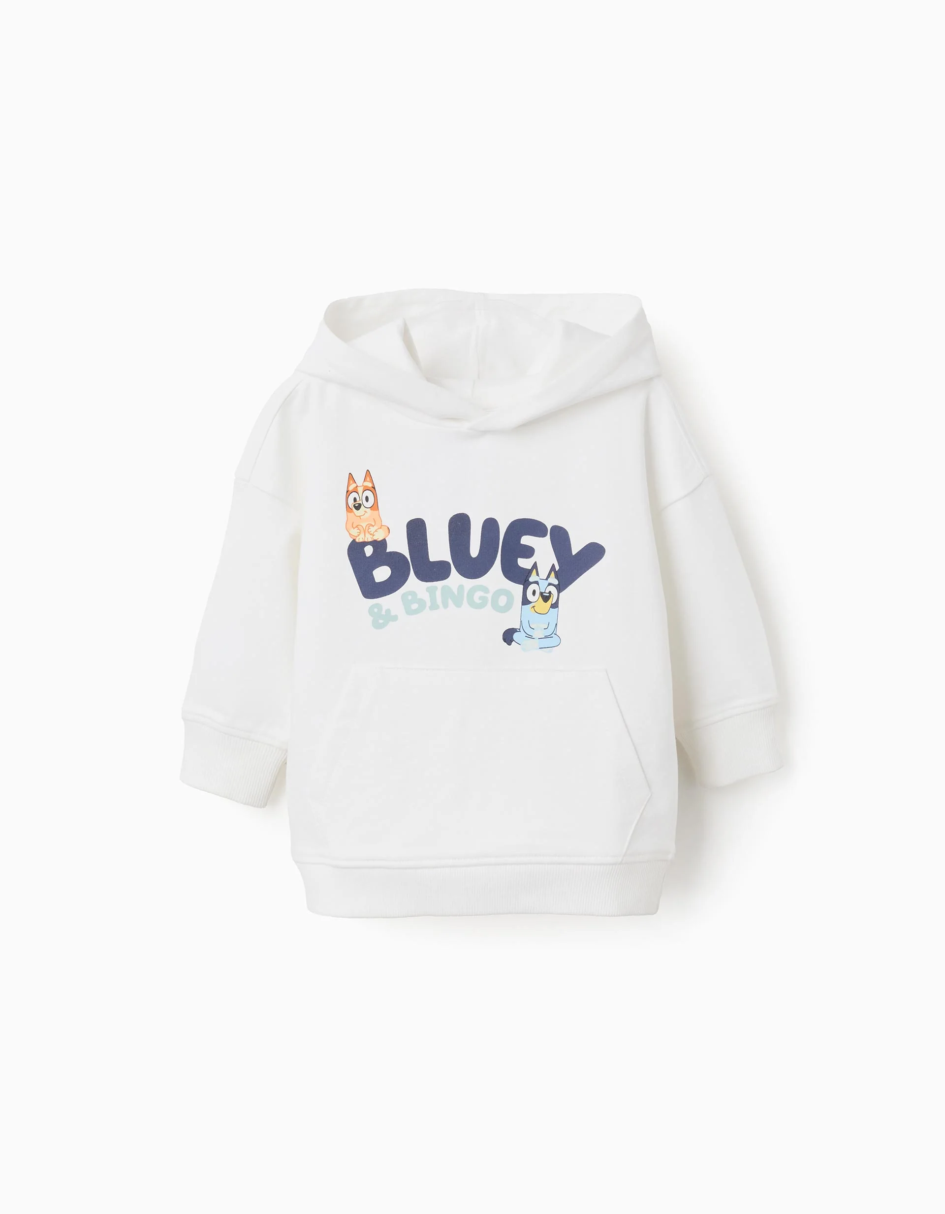 Cotton Hoodie for Babies 'Bluey & Bingo', White