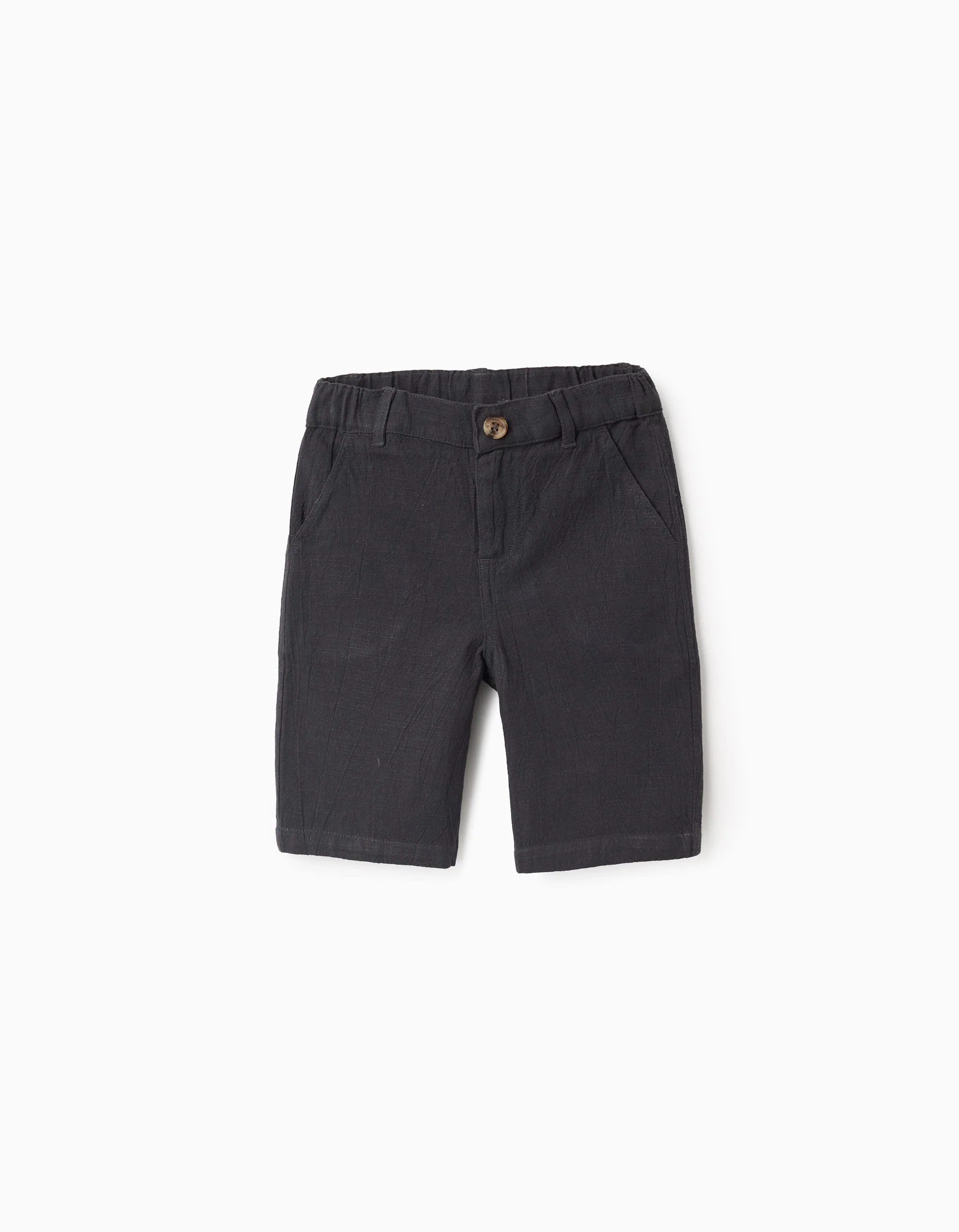 Slub Cotton Shorts for Boys, Dark Grey