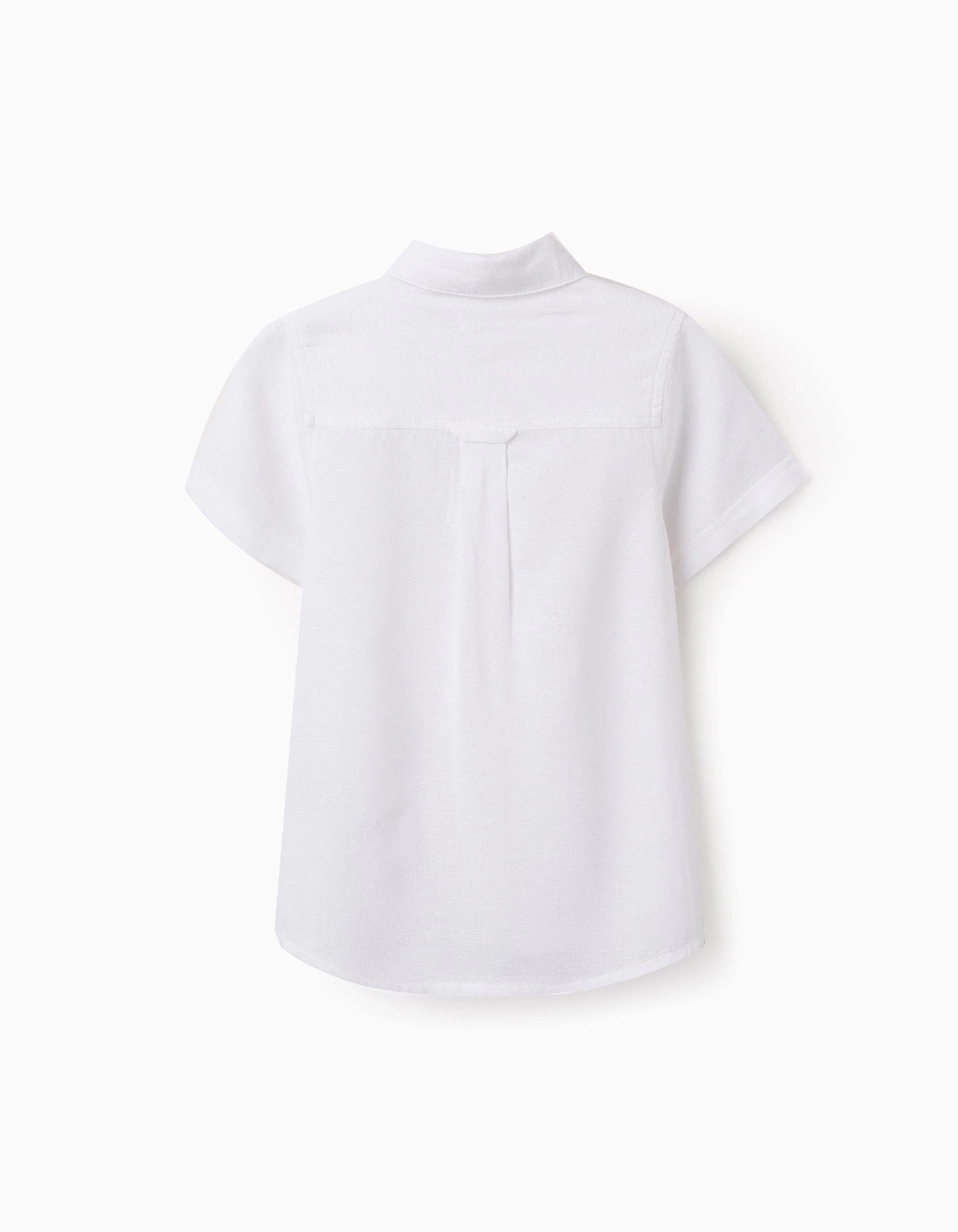 Shirt in Viscose, Cotton and Linen for Boys, White