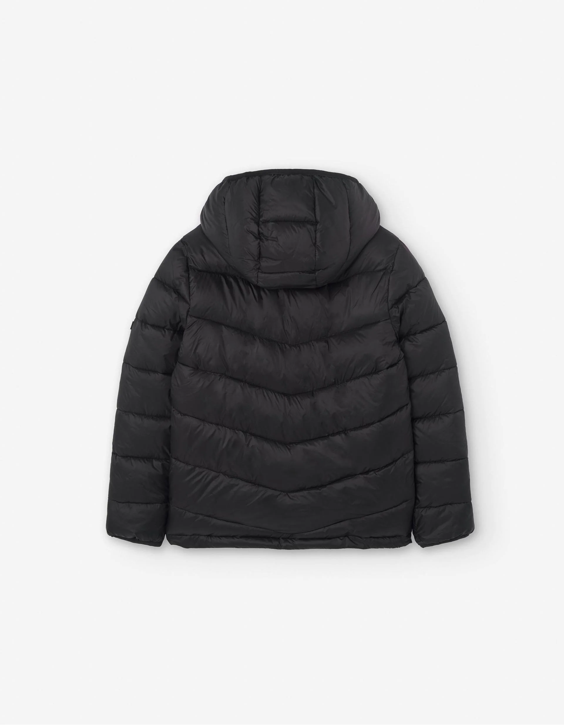 Hooded padded jacket with pockets for boys, black