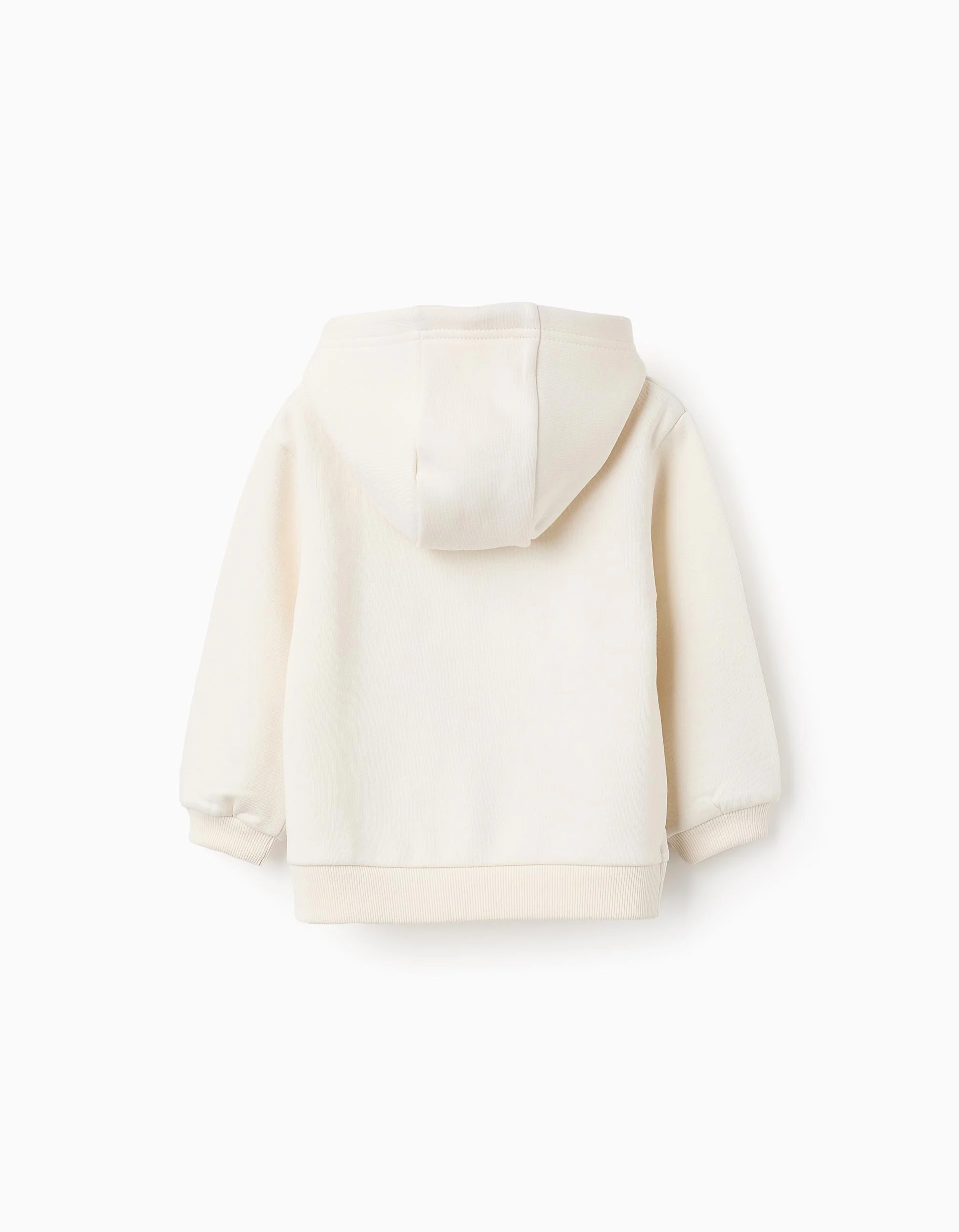 Brushed Hooded Sweatshirt for Baby Girls 'Shapes', Beige