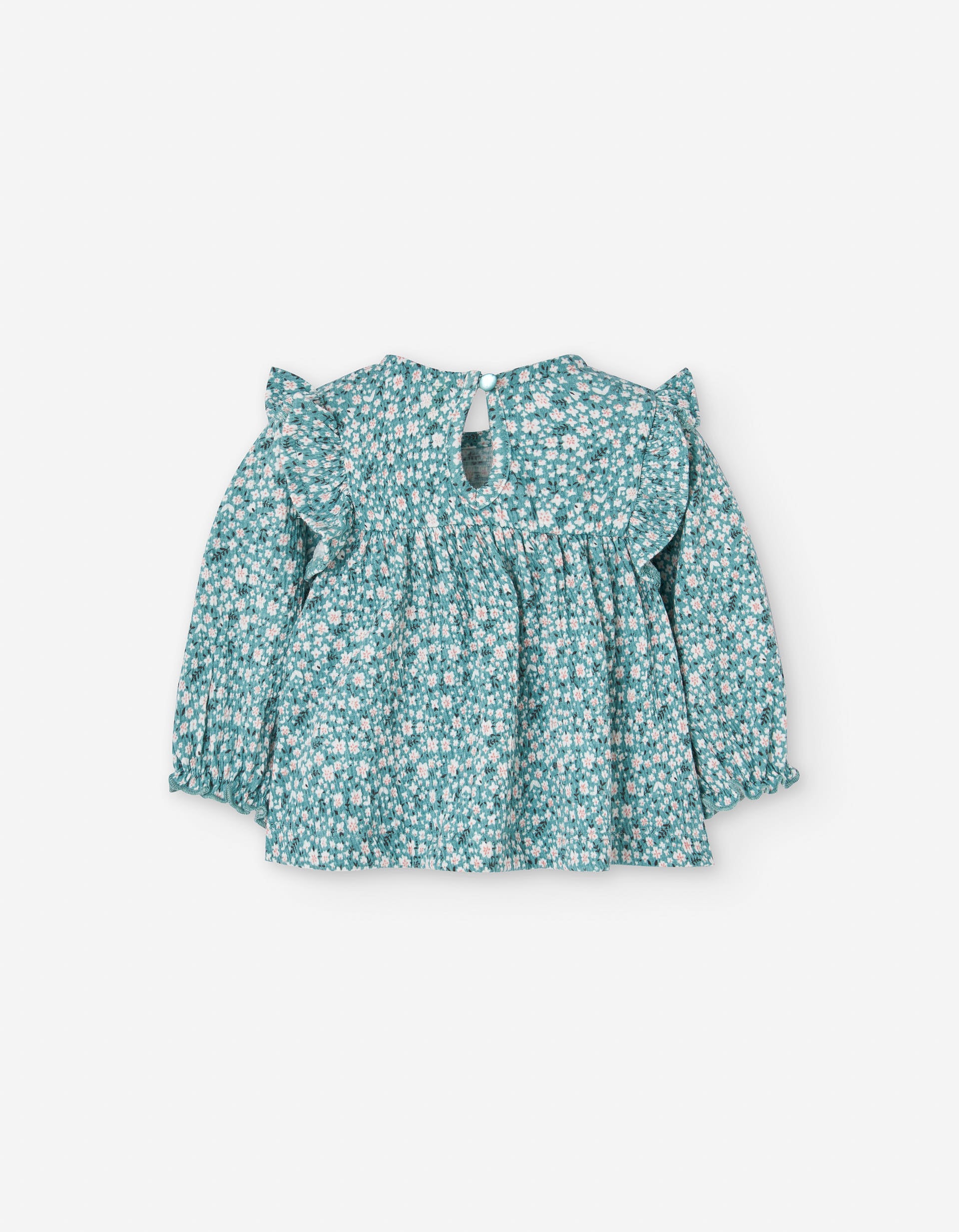Long sleeve T-shirt with floral motif for baby girls, green