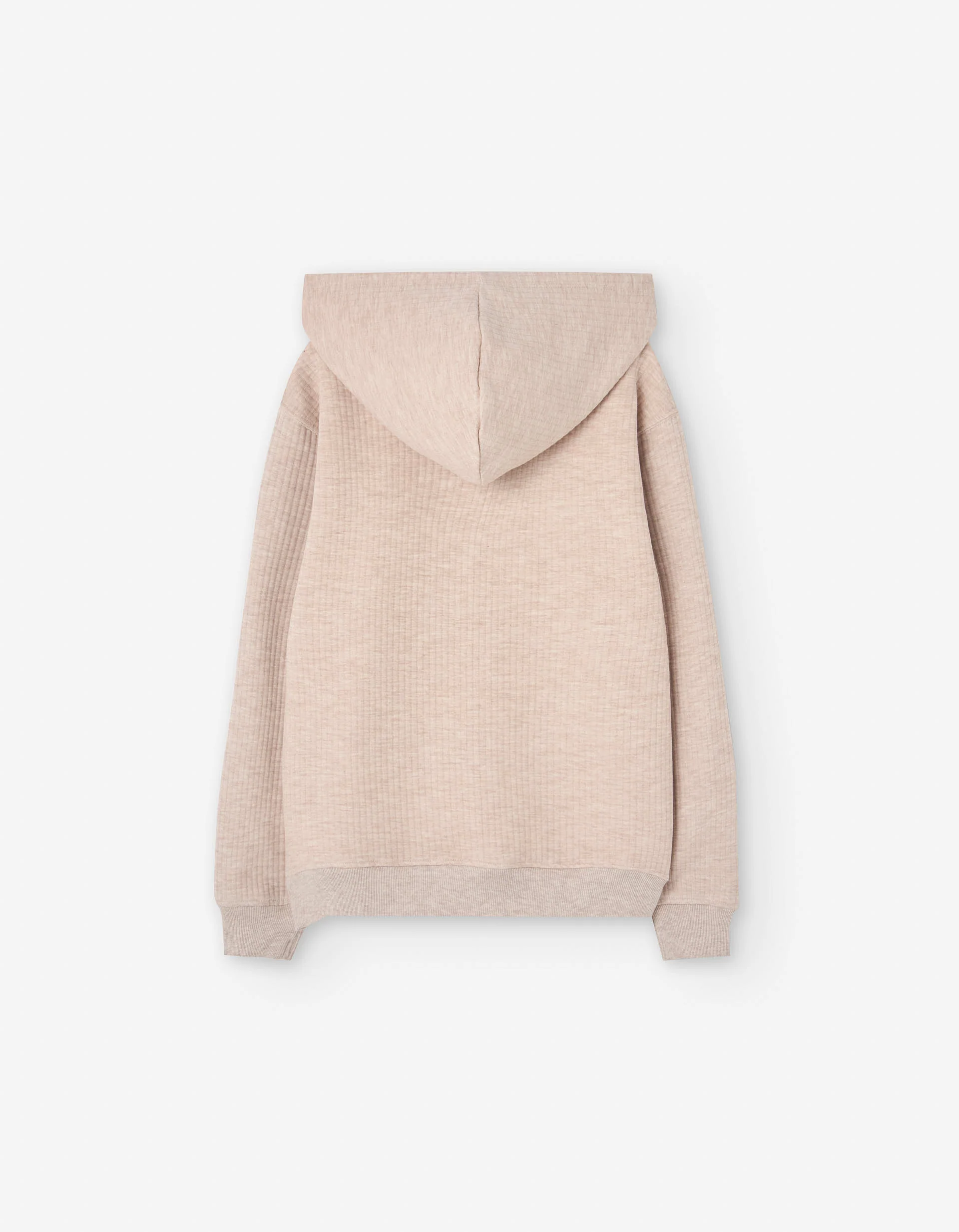 Quilted hooded sweatshirt with Skier embroidery for boys, beige