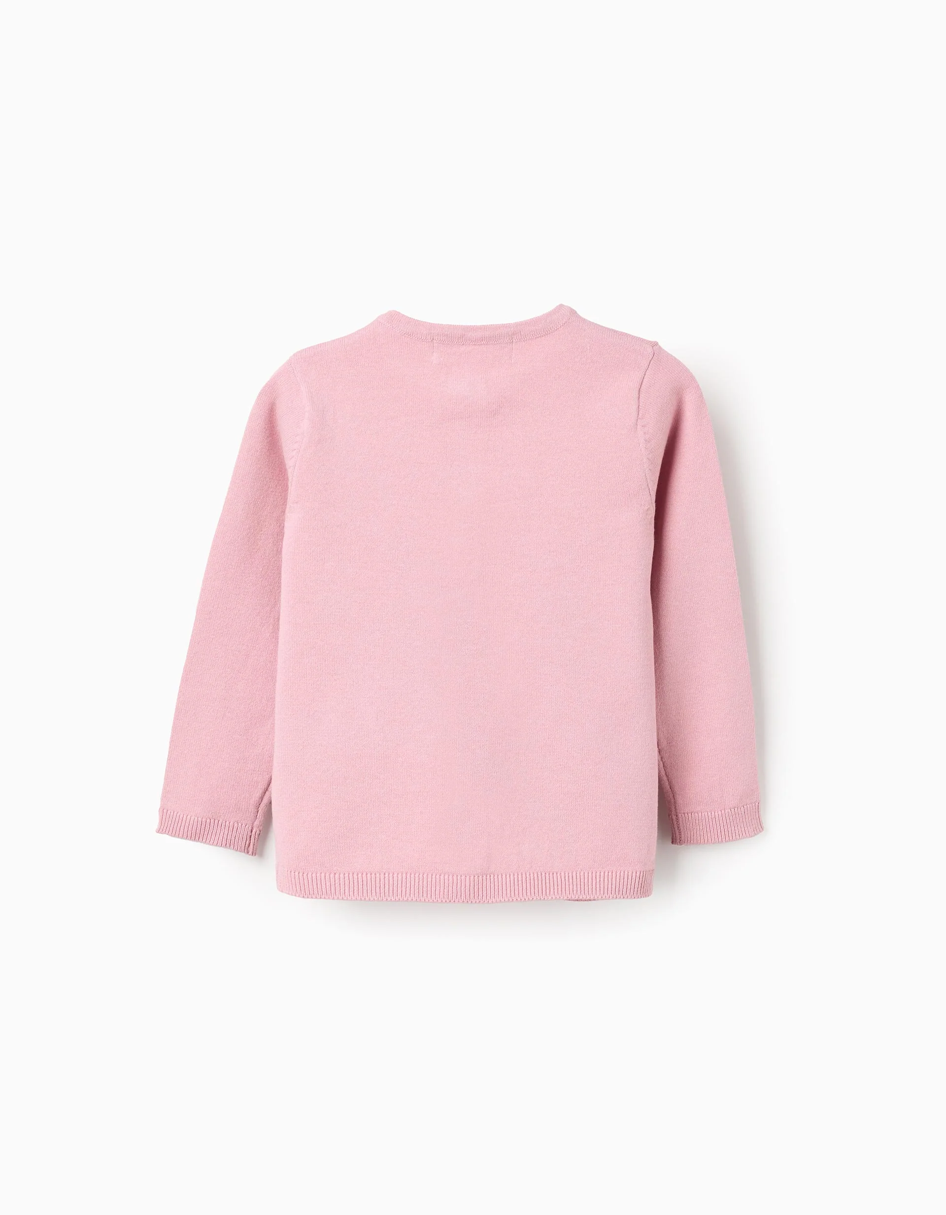Round Neck Knit Cardigan for Baby Girls, Pink