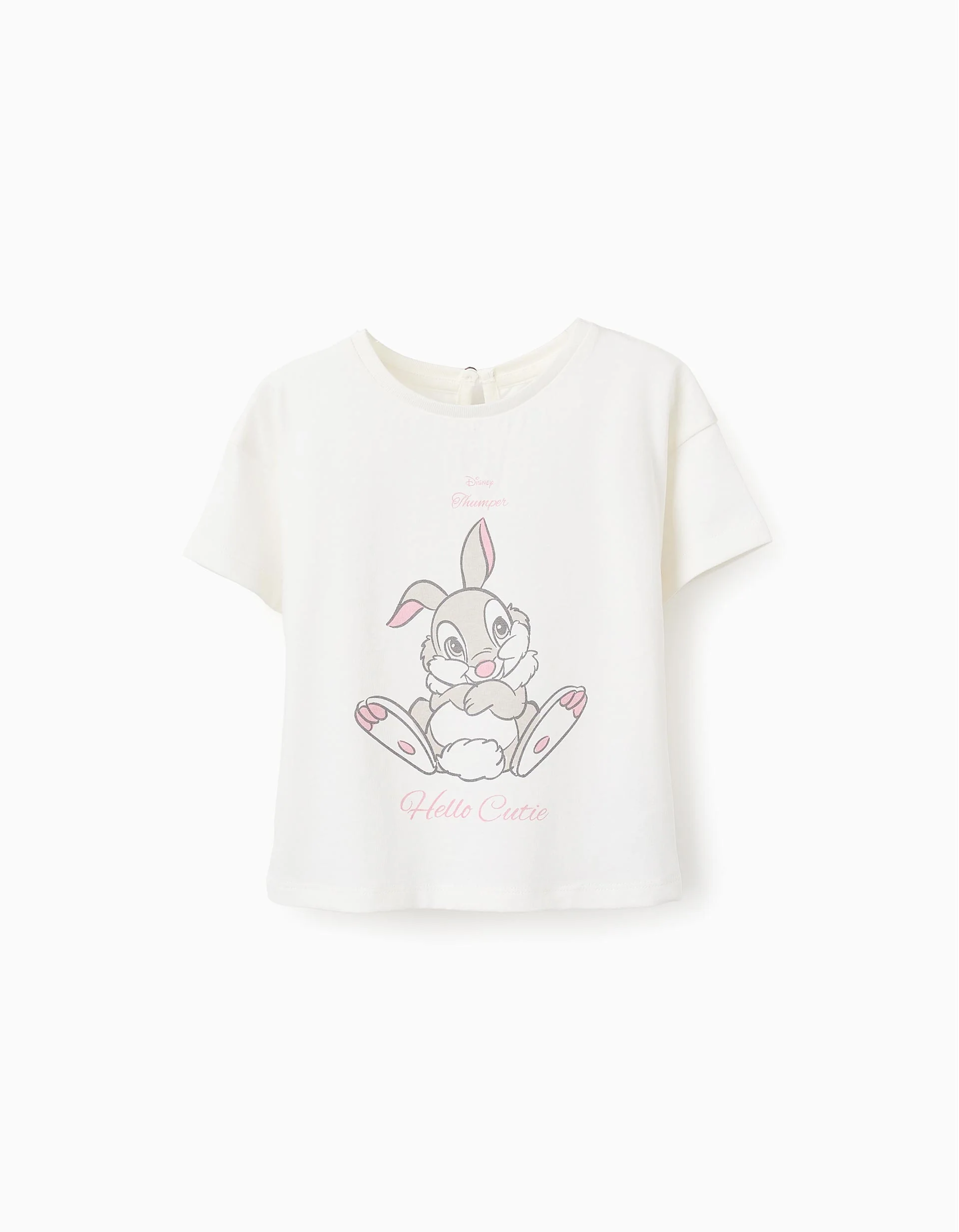 Cotton T-shirt with Print for Baby Girls 'Thumper', White