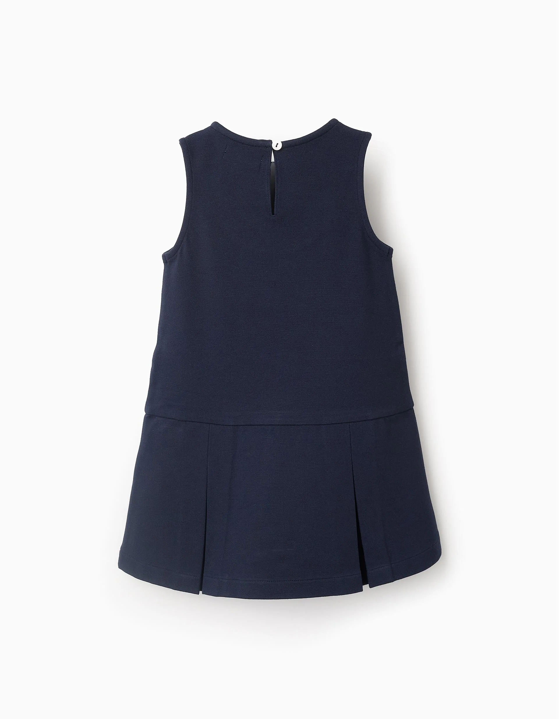 Roma Knit Pleated Dress for Baby Girls, Dark Blue