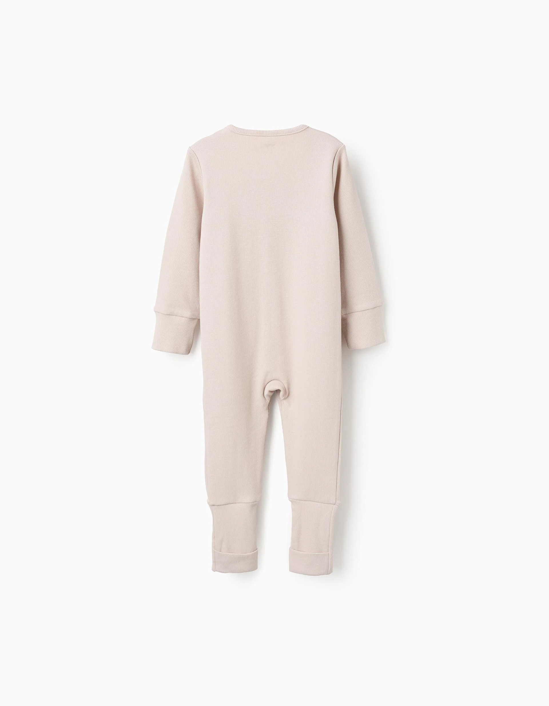 Stretch Ribbed Sleepsuit for Newborns and Babies, Beige