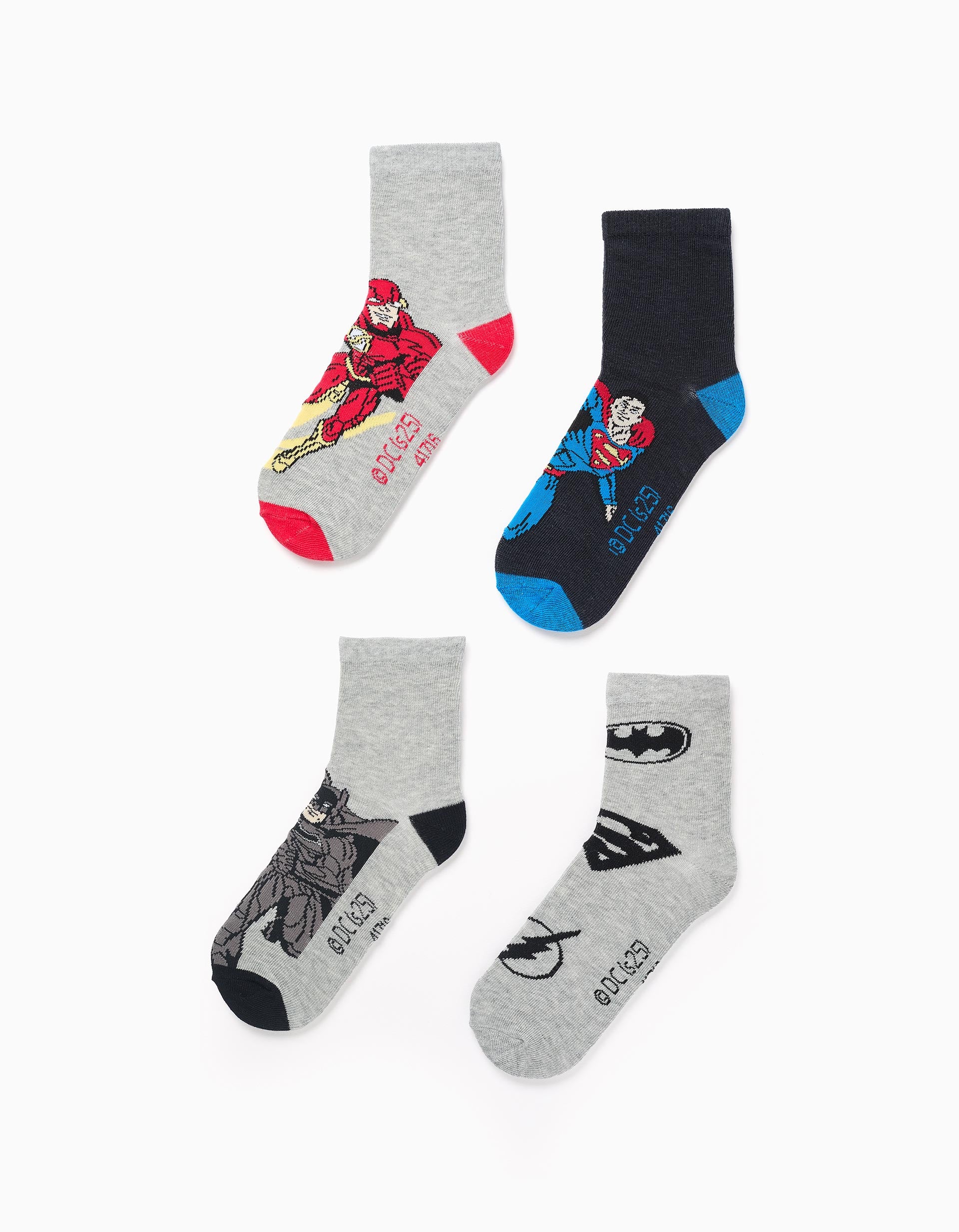 Pack of 4 Pairs of Superheroes Socks for Boys, Multicolour