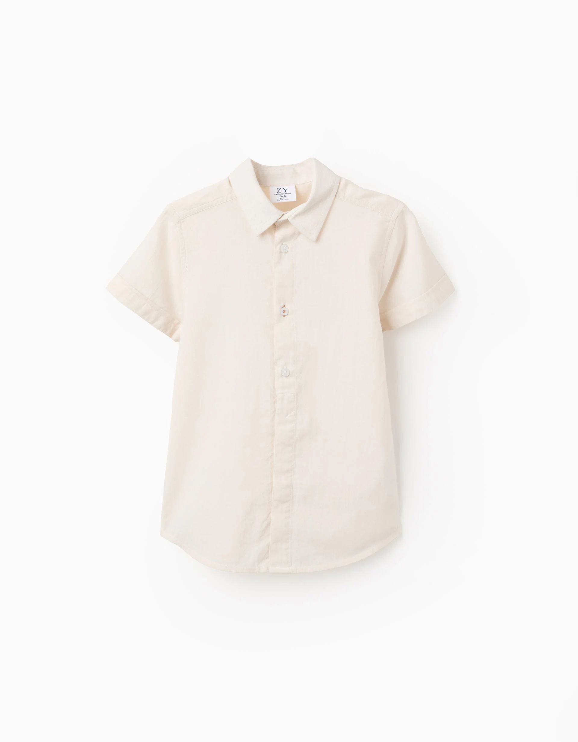 Short Sleeve Plain Cotton Shirt for Boys, Beige