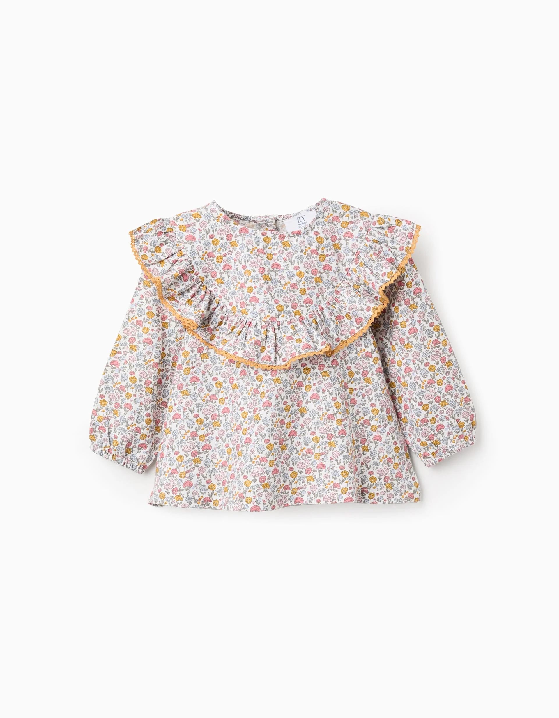 Cotton Floral Blouse for Baby Girls, Multicolour