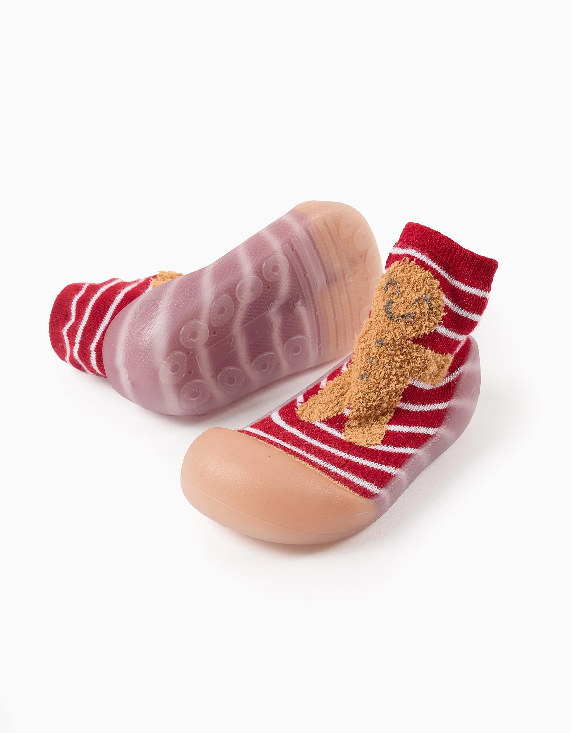 Steppies Slippers Socks for Babies  'Gingerbread Man', Red
