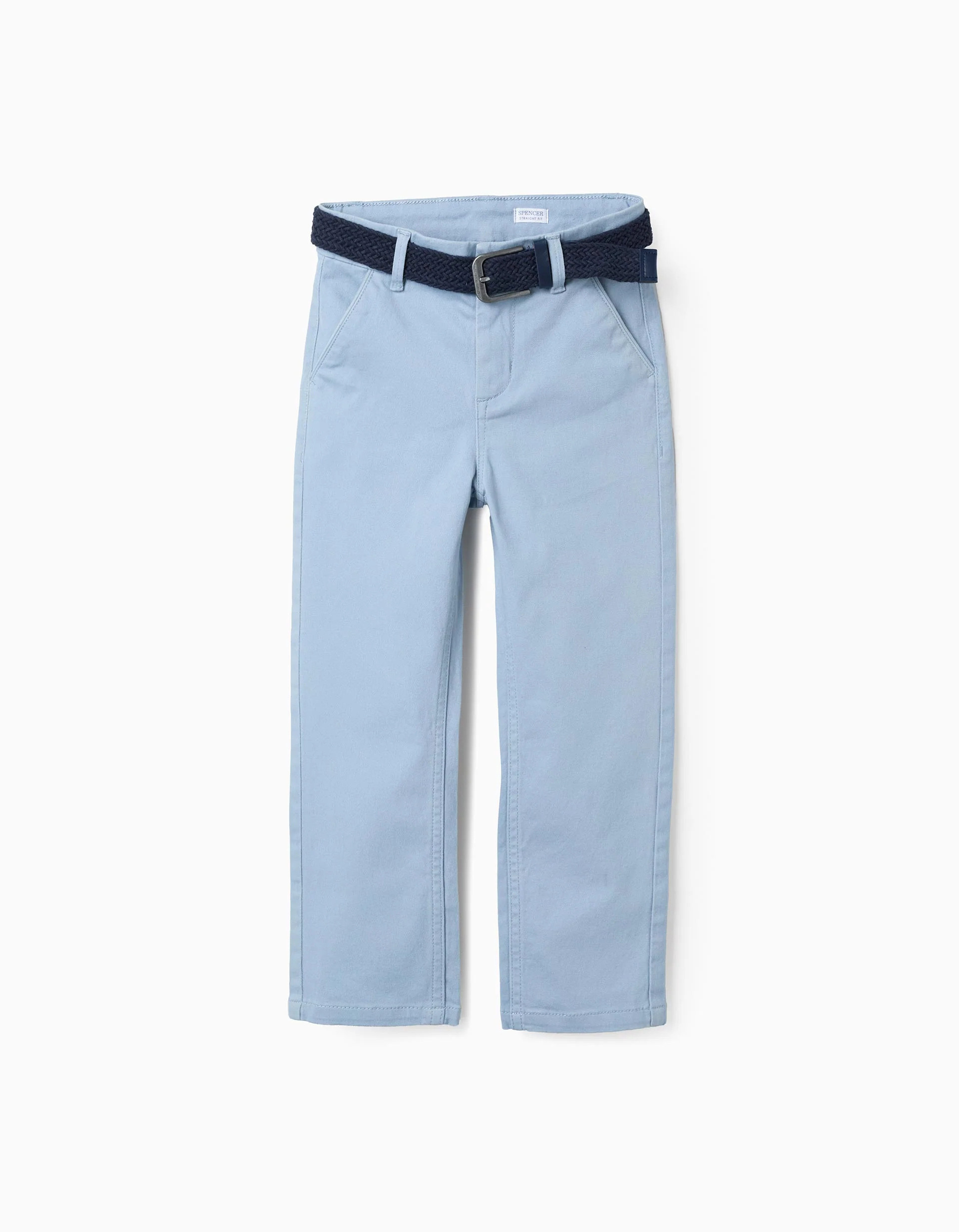 Chino Trousers in Twill with Belt for Boys 'Straight Fit', Light Blue