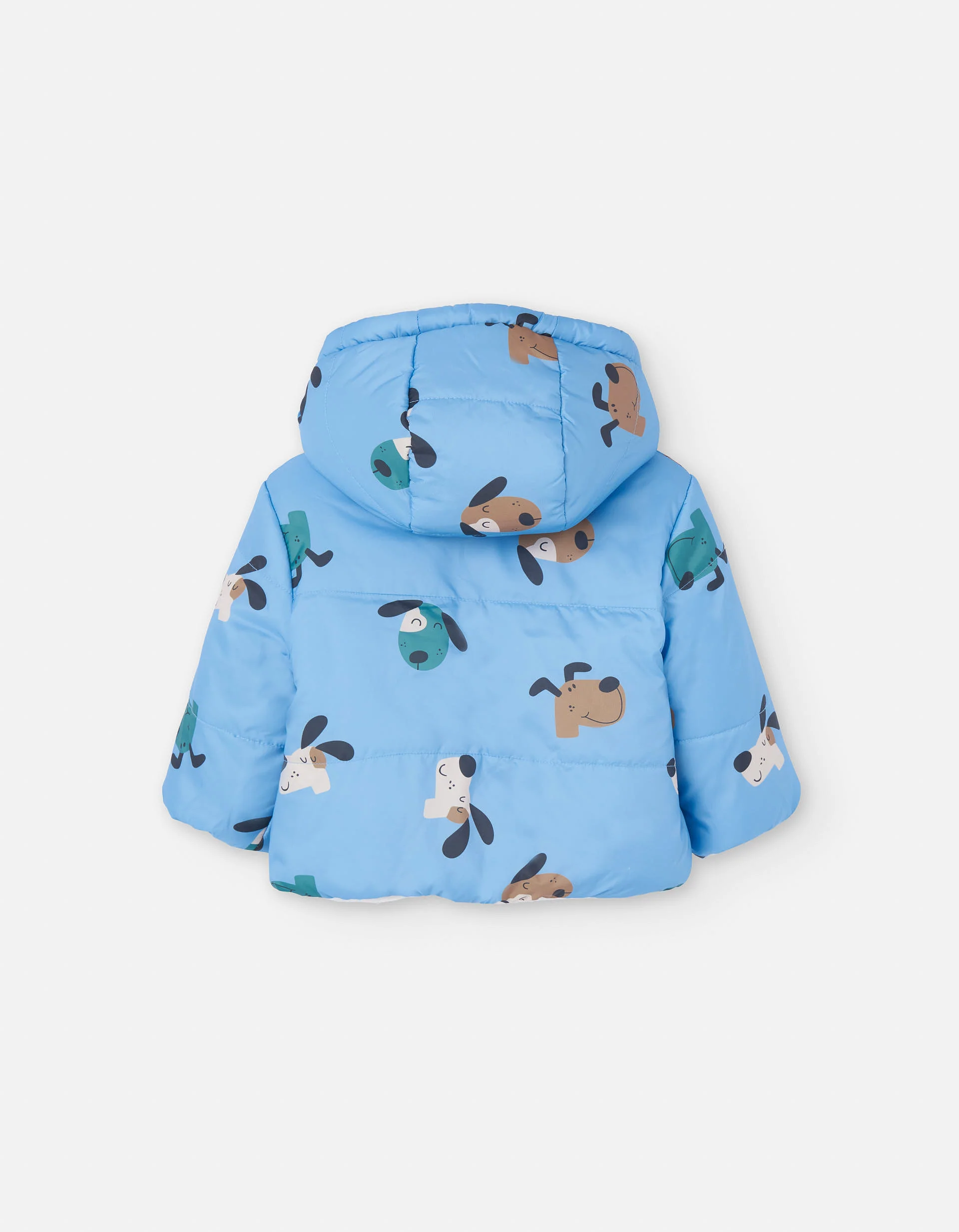Reversible quilted jacket with hood for baby boys, blue/white