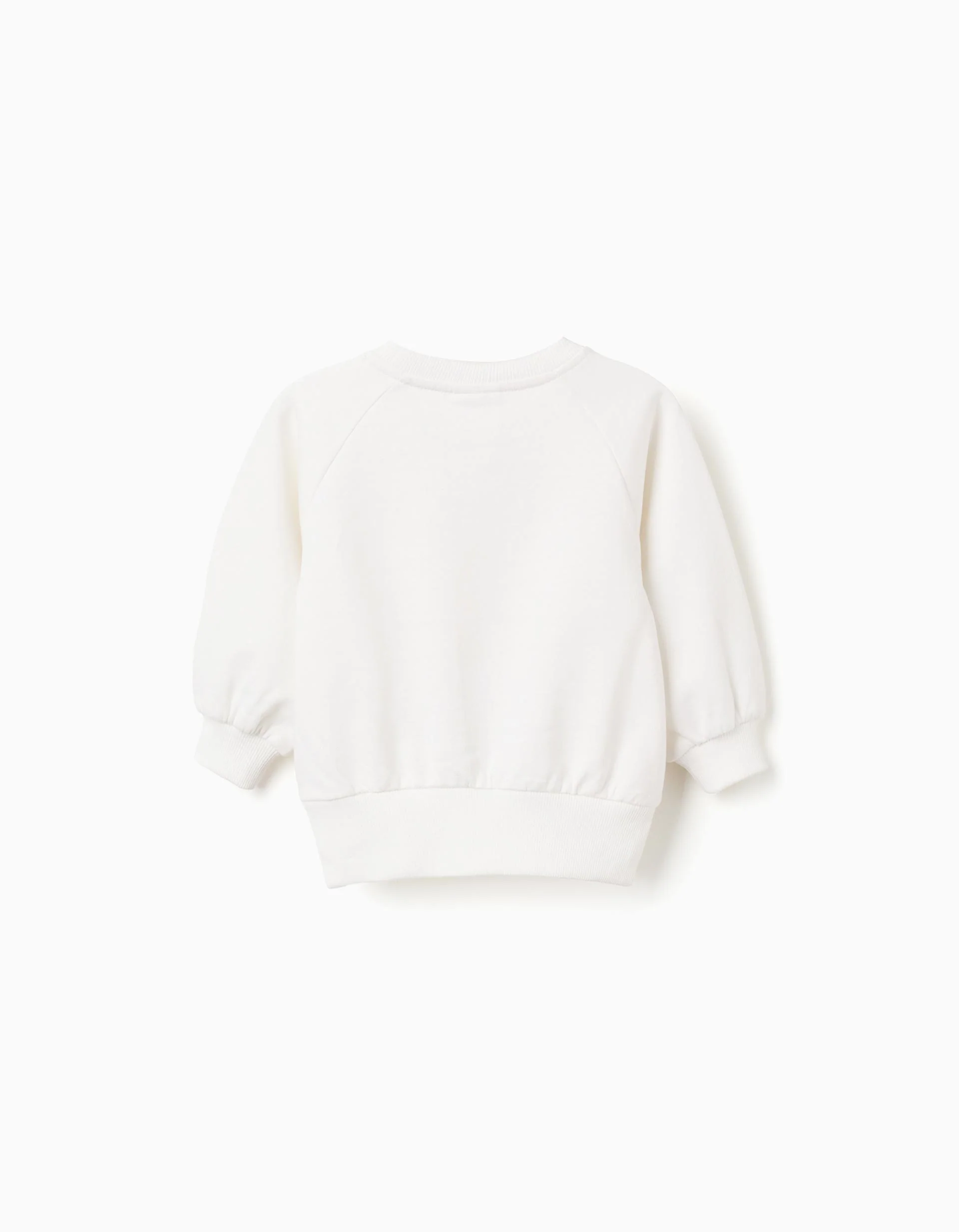 Cotton Sweatshirt Embossed Cupcake Print for Baby Girls, White