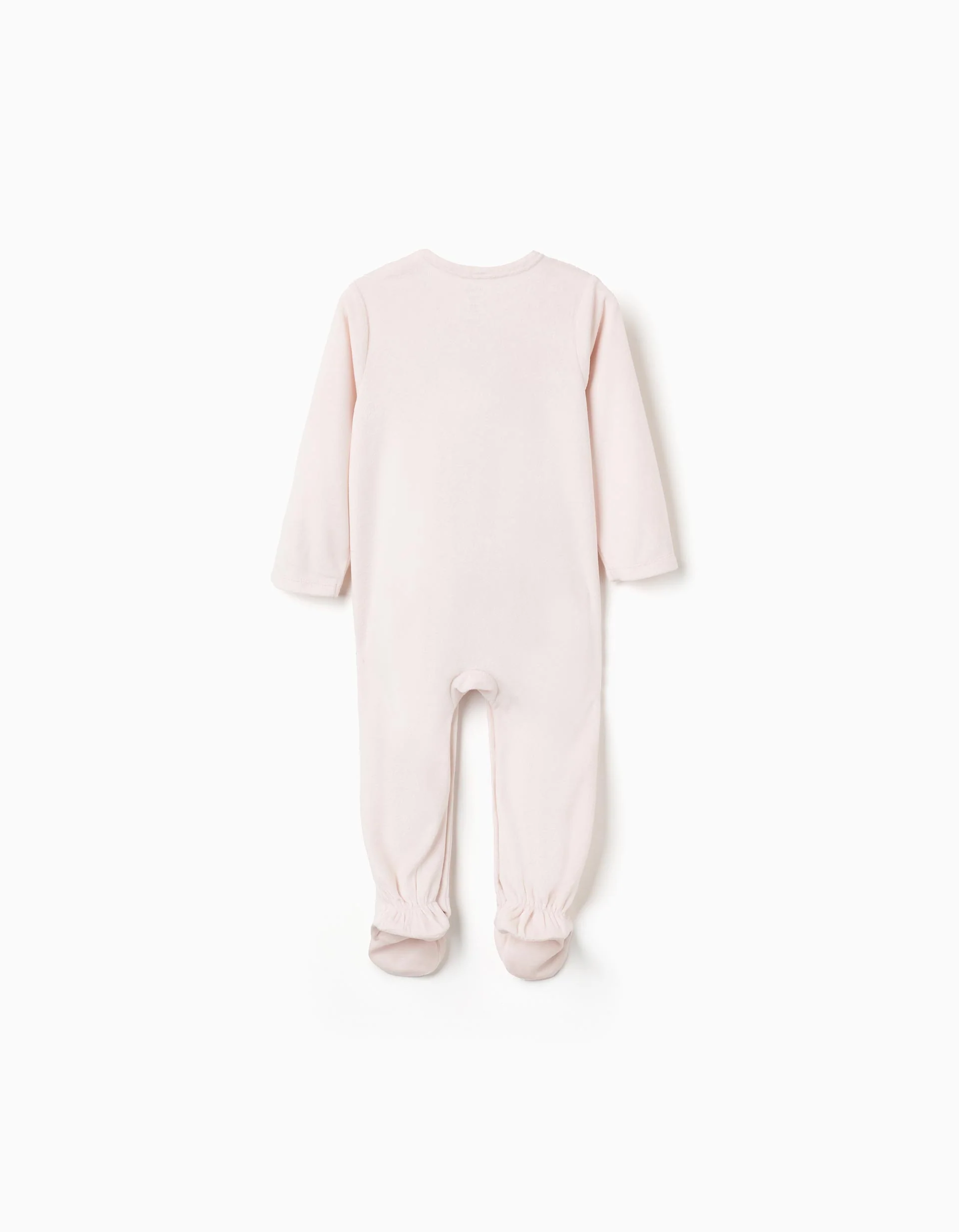 Velvet babygrow with Minnie print for newborn and baby girls, beige