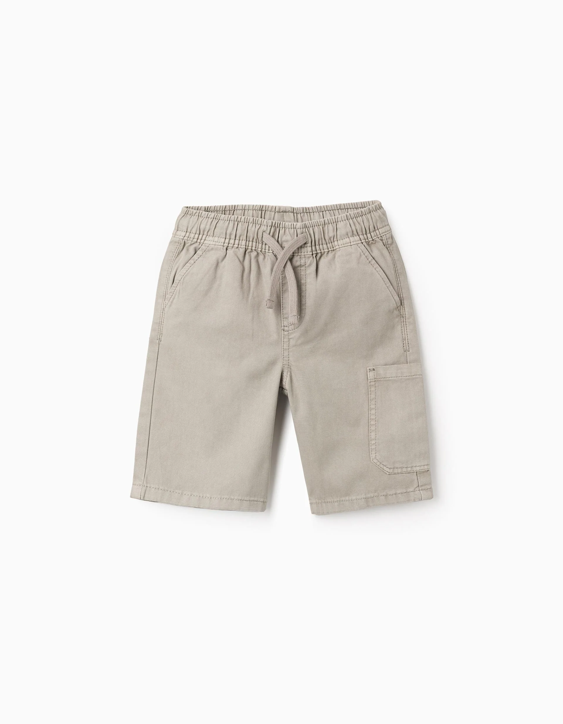 Cotton Twill Shorts with Drawstring for Boys 'Midi', Beige