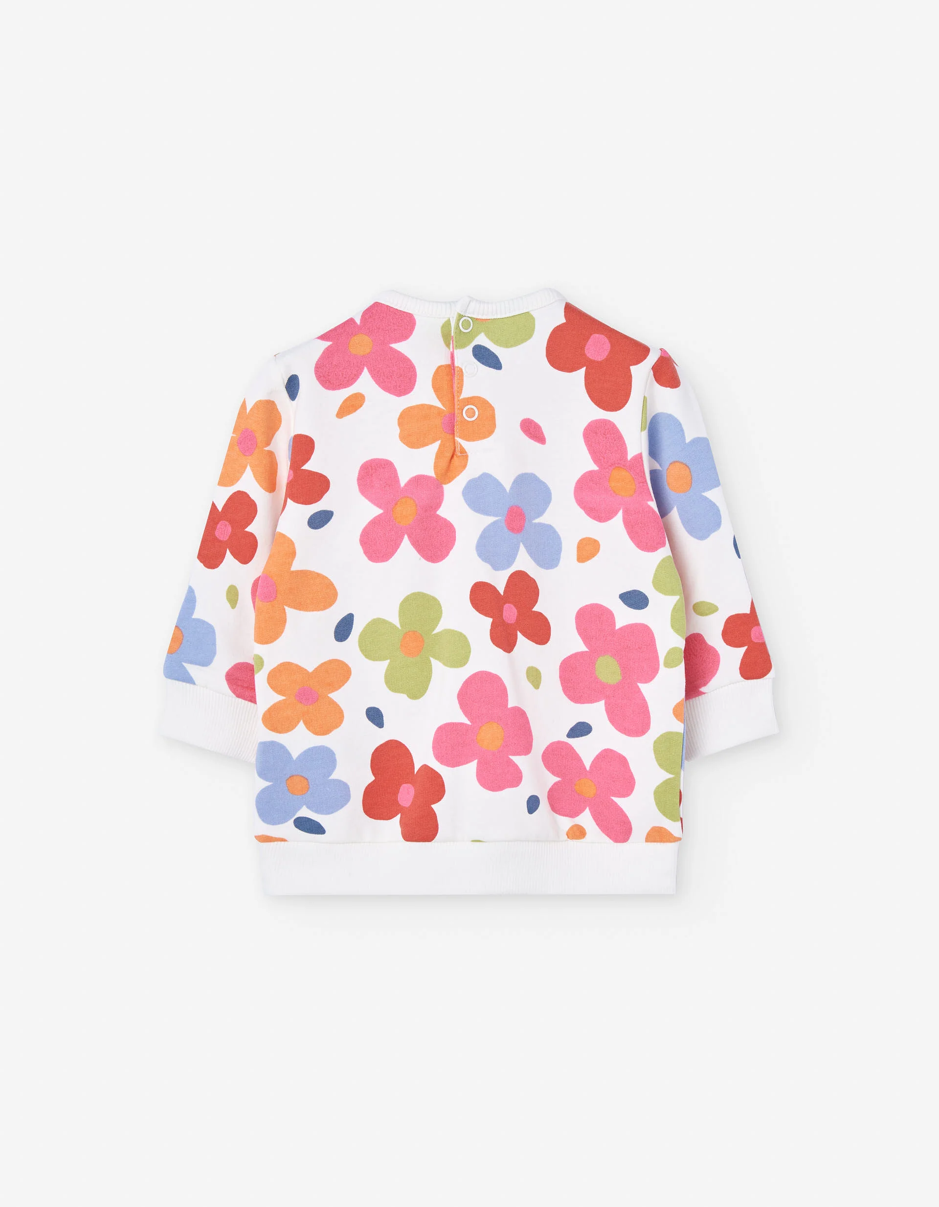 Recycled cotton dress with floral print for baby girls, multicolour