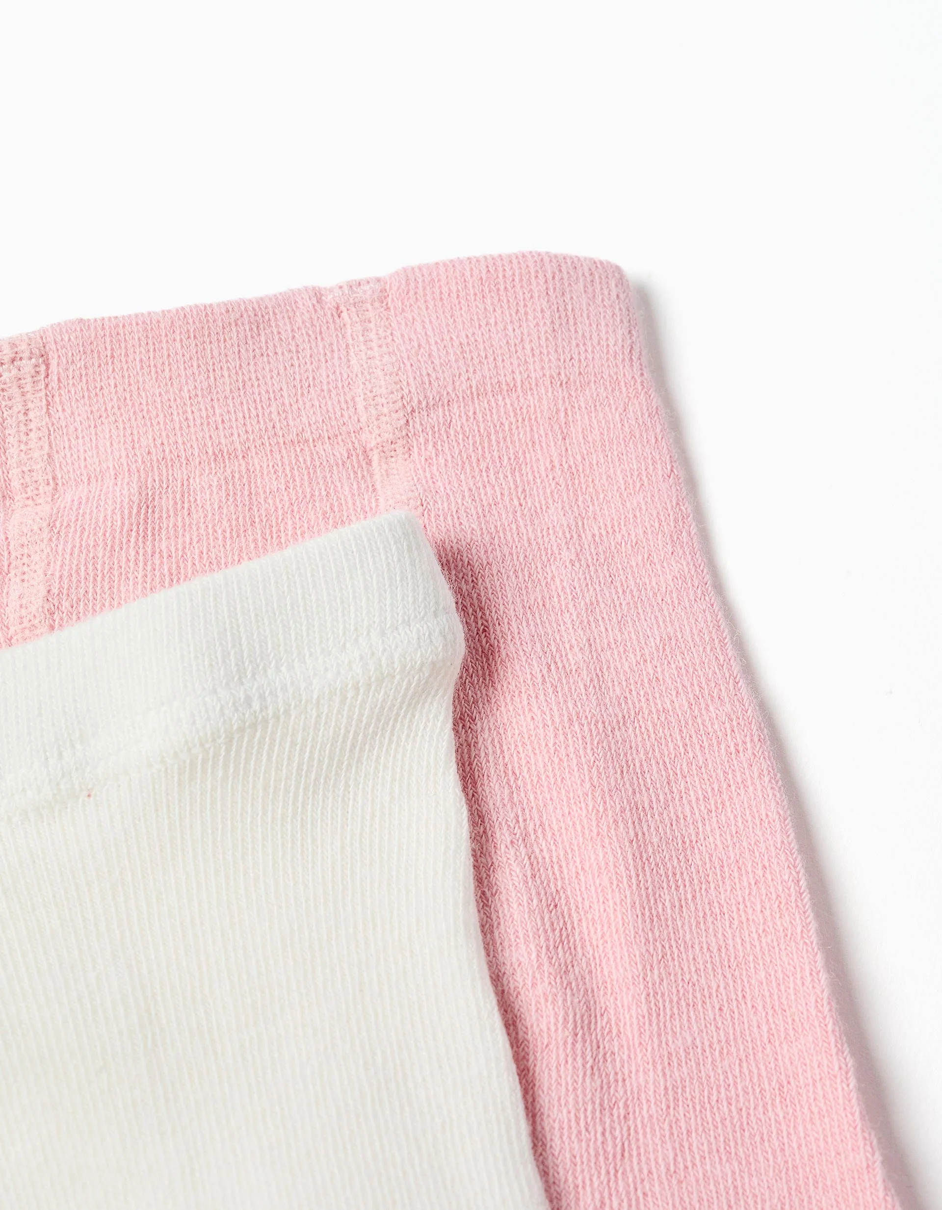 2 pairs of ribbed/jacquard tights for newborn and baby girls, white/pink