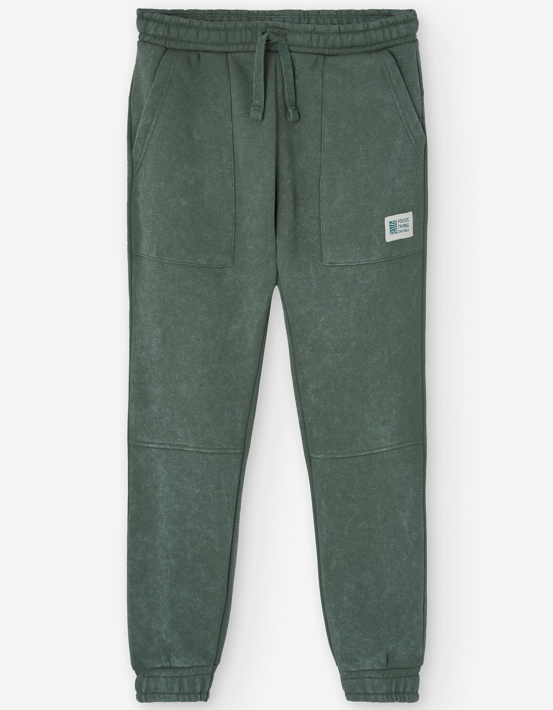 Cotton denim joggers with pockets for boys, dark green