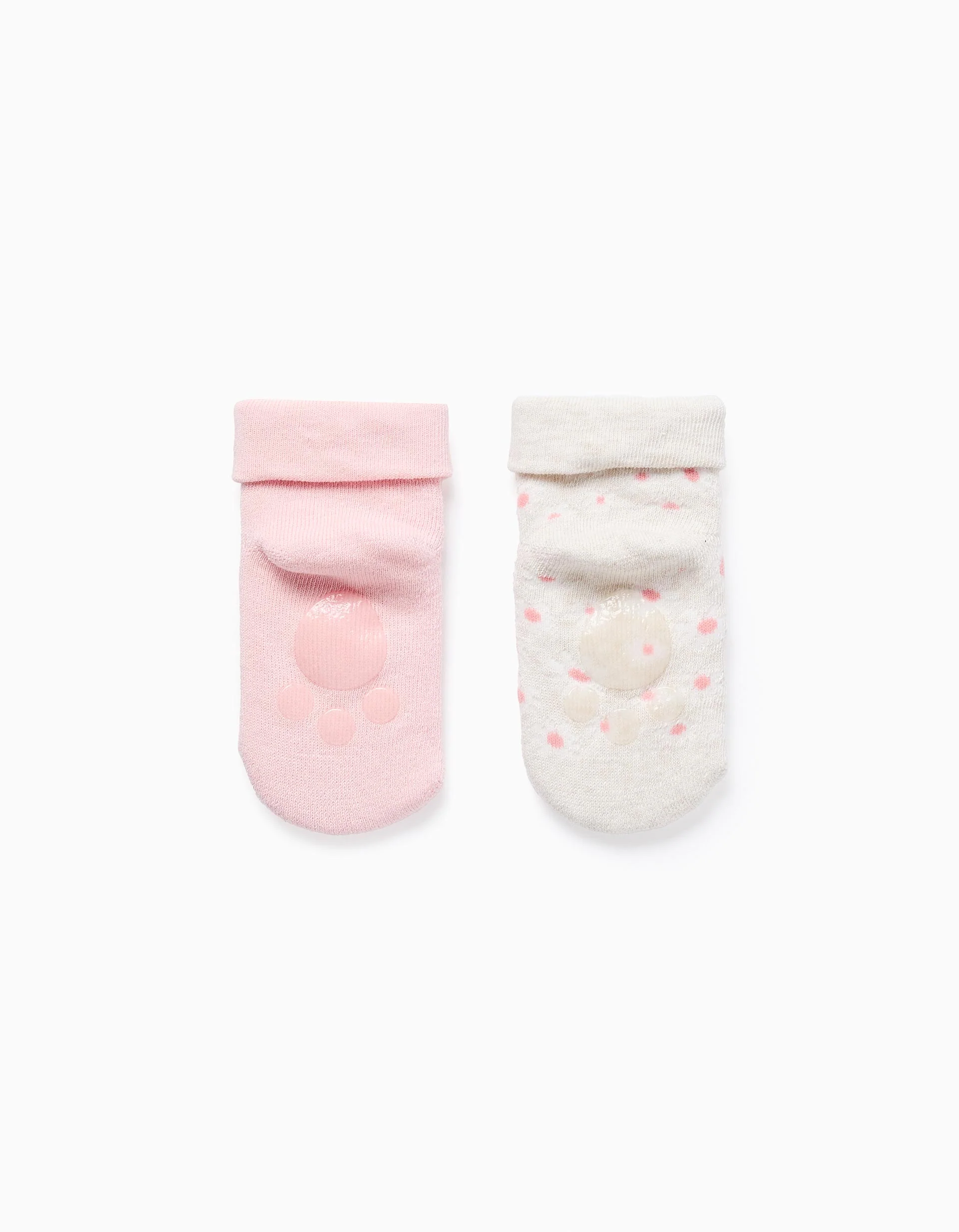 Pack 2 Pairs of Non-slip Socks for Baby Girls 'Floral', Pink