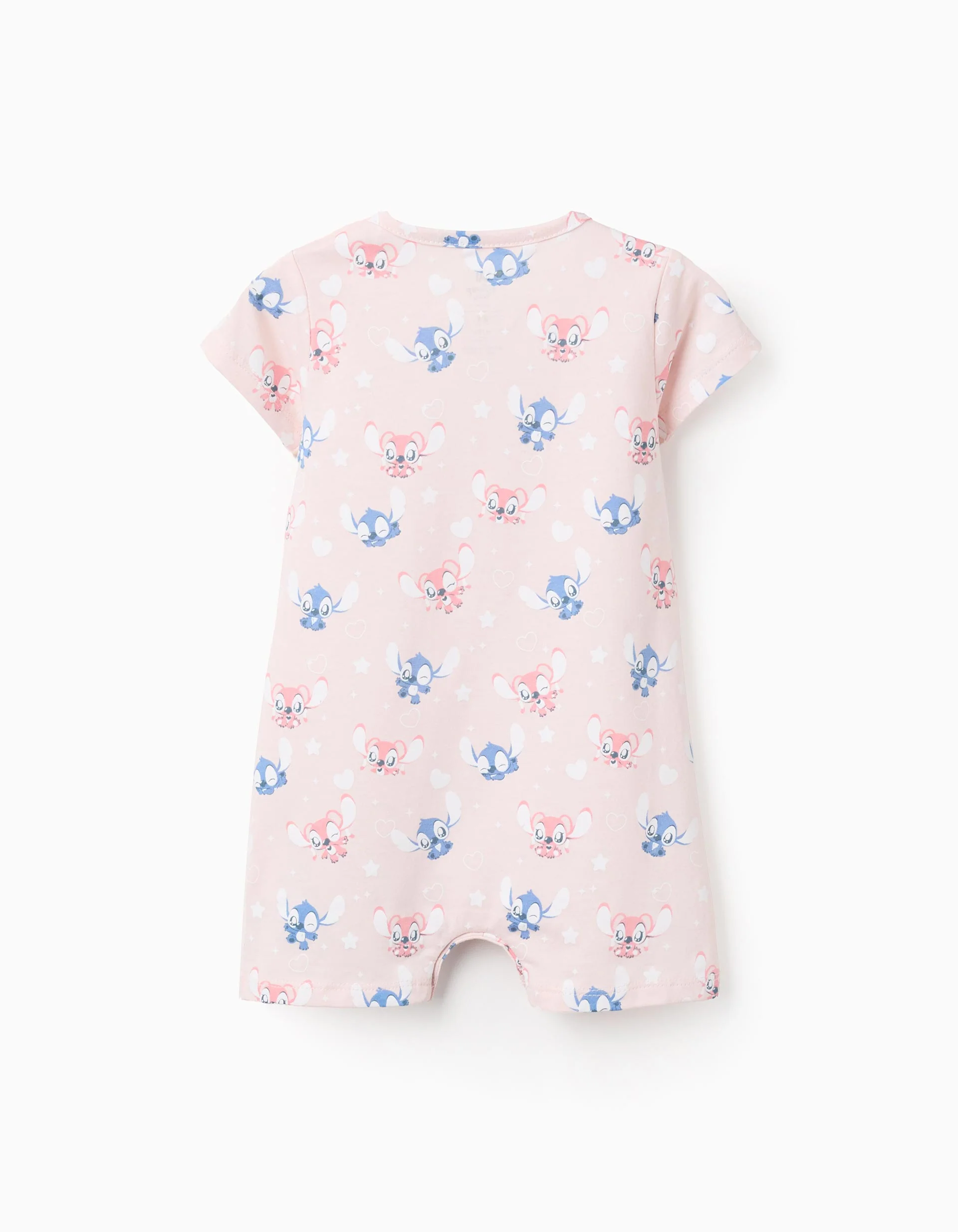 Cotton Romper-Pyjamas for Baby Girls 'Stitch & Angel', Pink