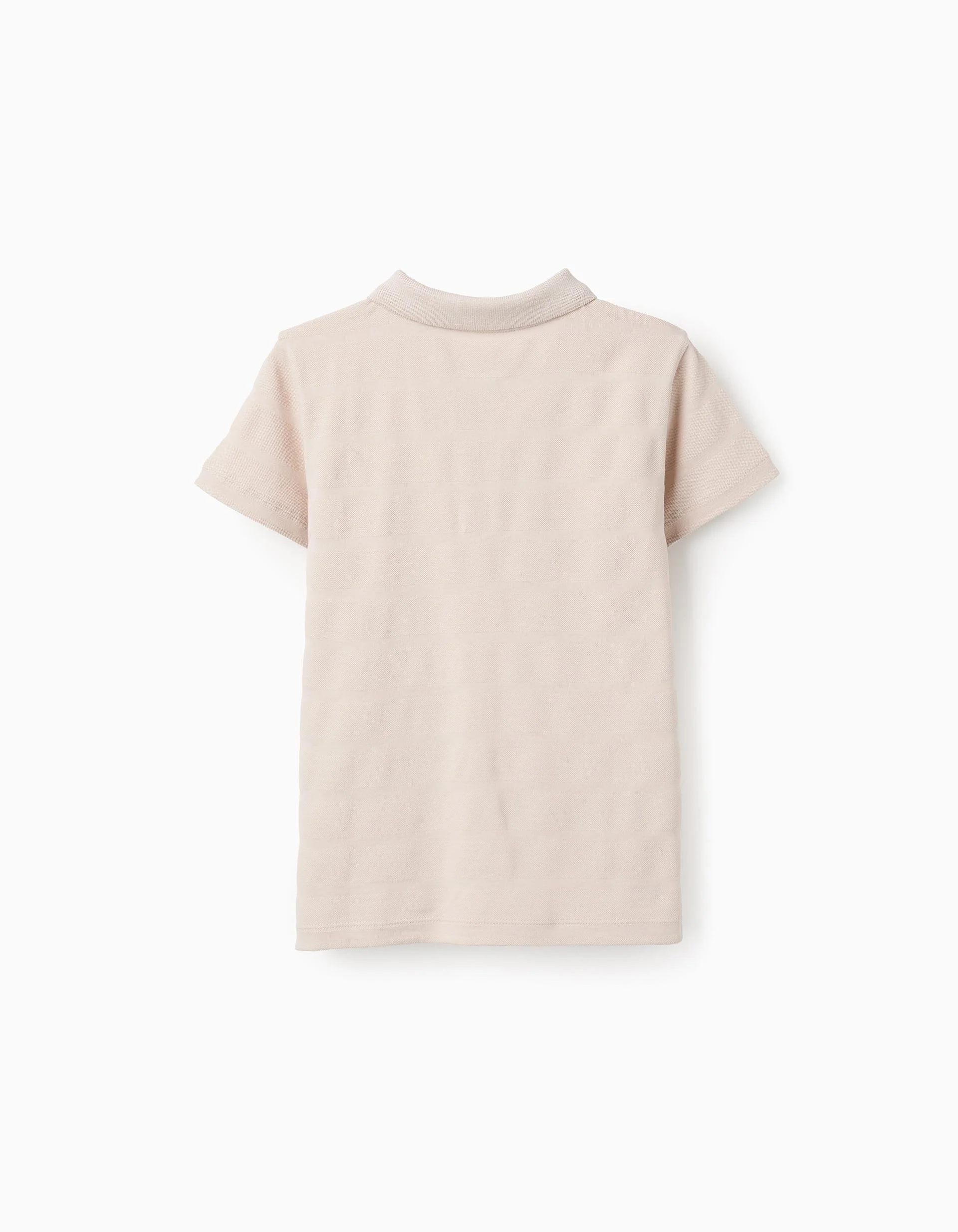 Cotton Striped Textured Polo-shirt for Boys, Beige