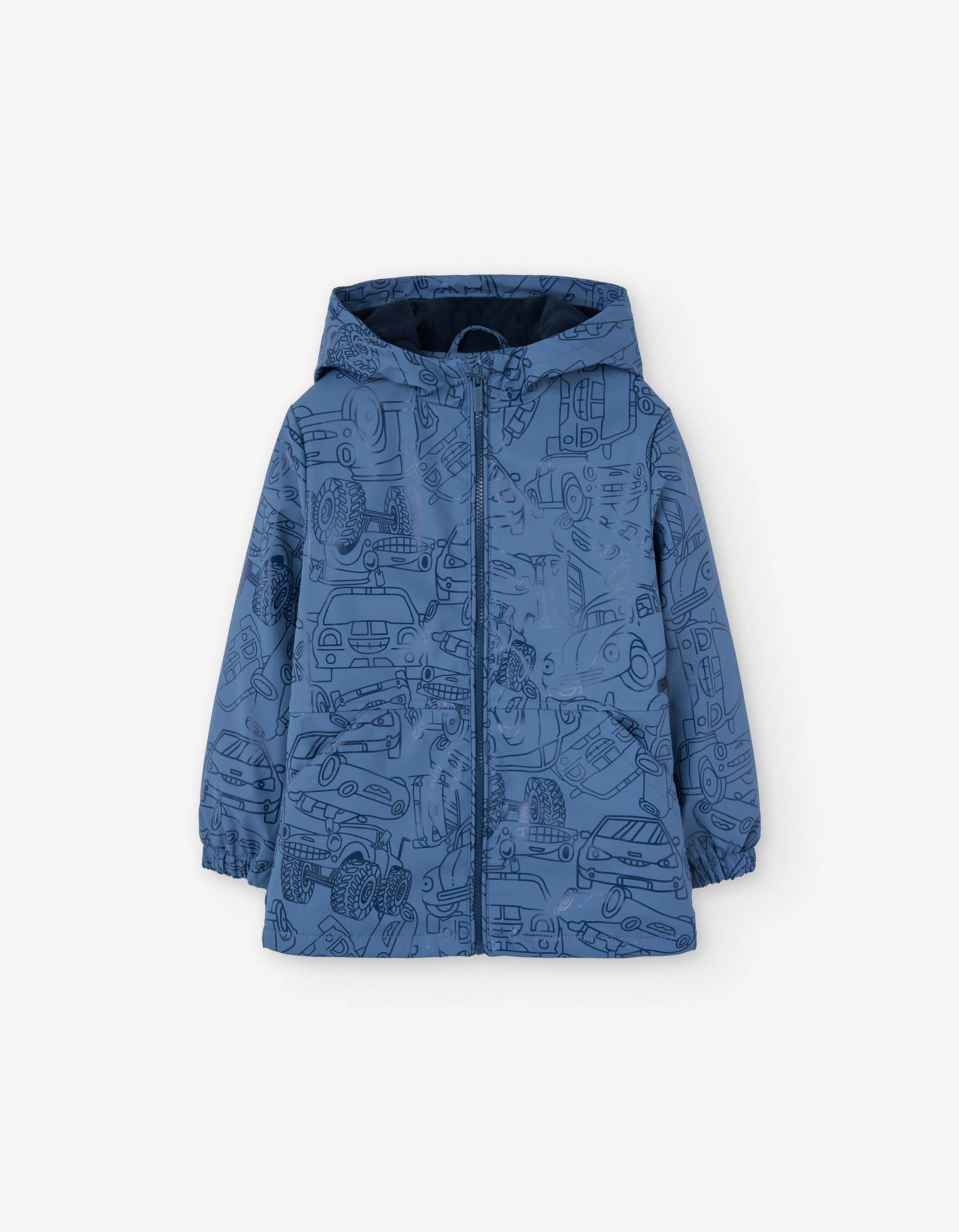 Hooded rubber parka with fleece lining for boys, blue