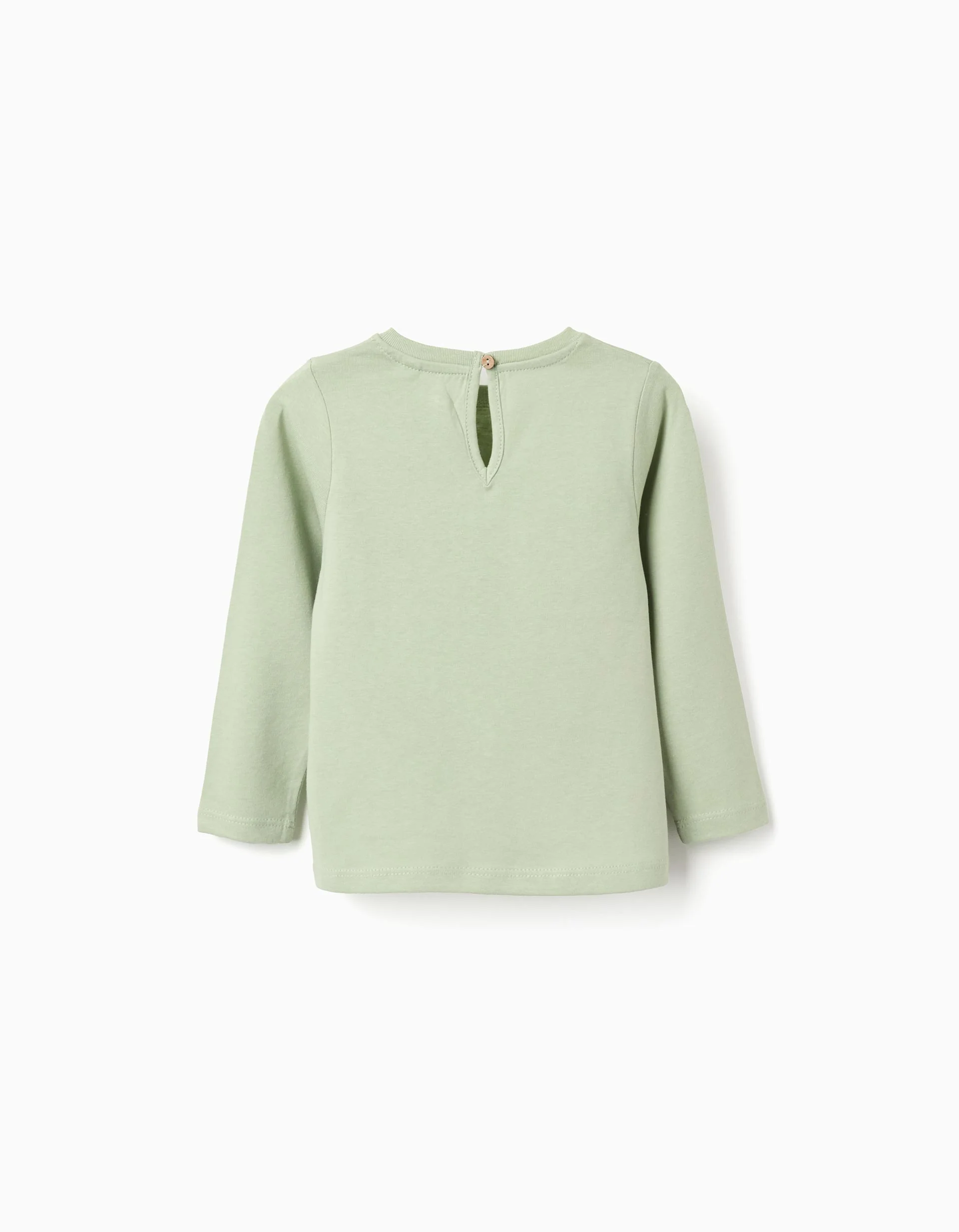 Long sleeve cotton T-shirt with print 'woodland' for baby girls, green