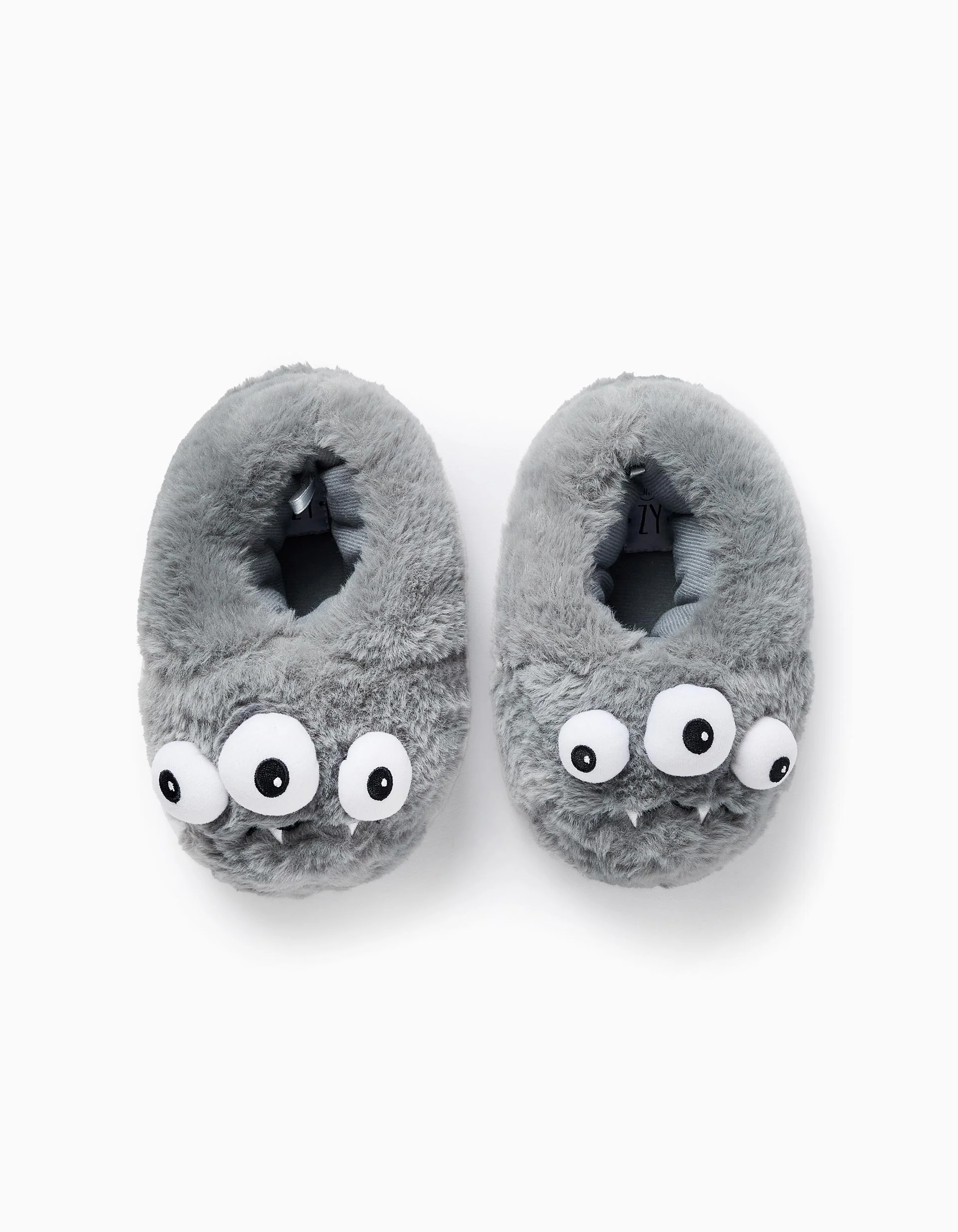 Plush Slippers for Boys 'Monster', Grey