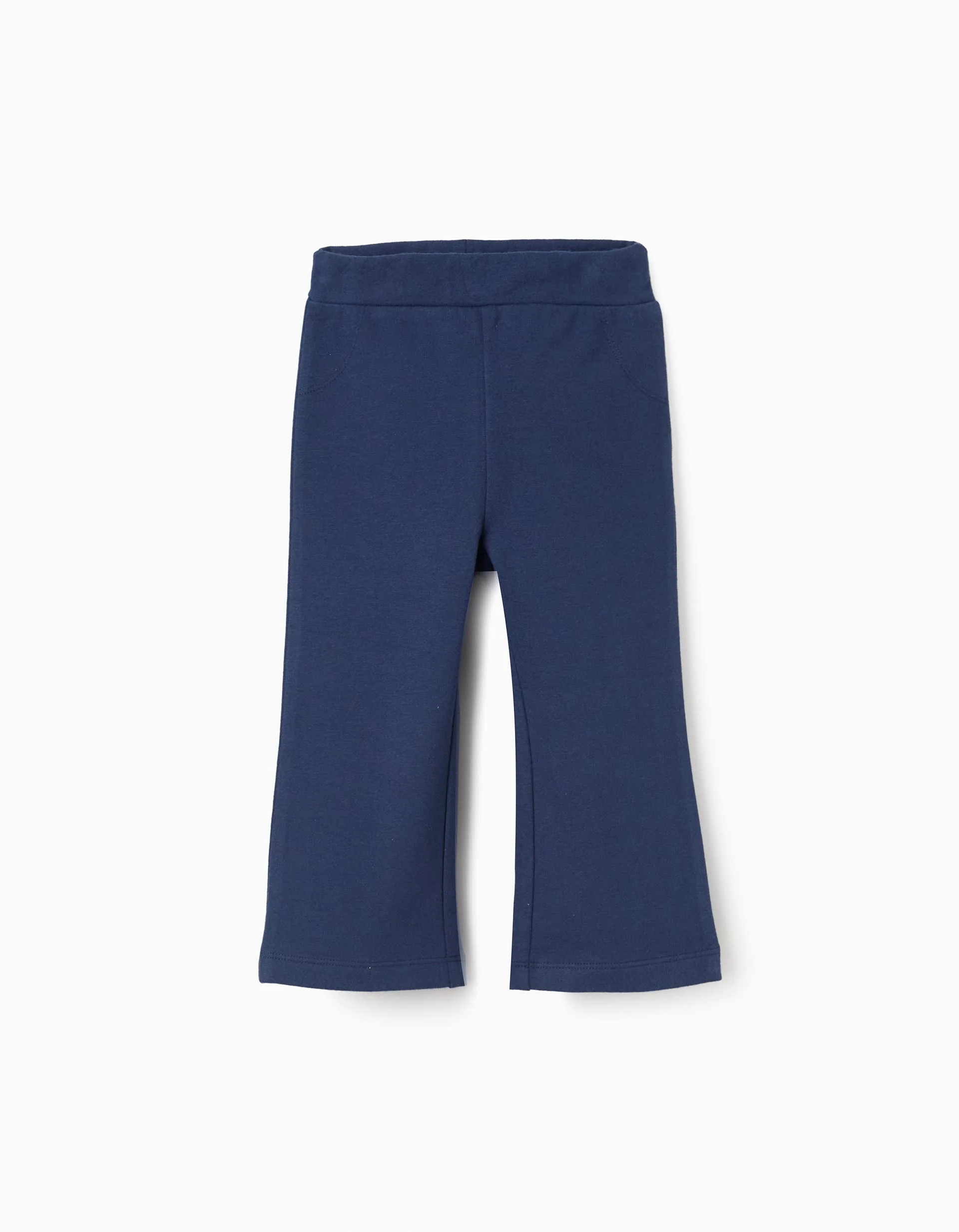 Brushed flared leggings for baby girls, dark blue