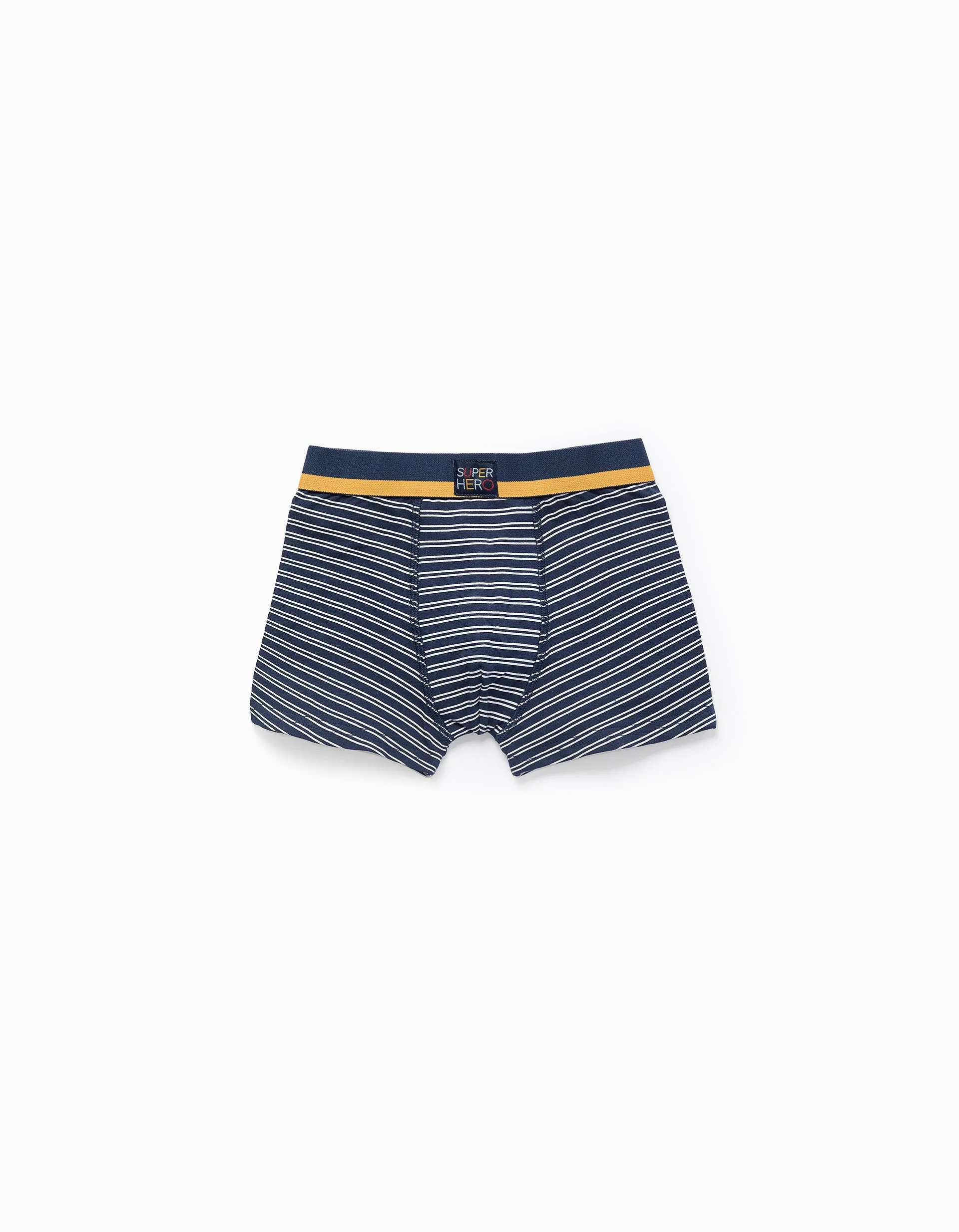 Pack of 4 plain/printed boxer shorts for boys, blue/grey/yellow