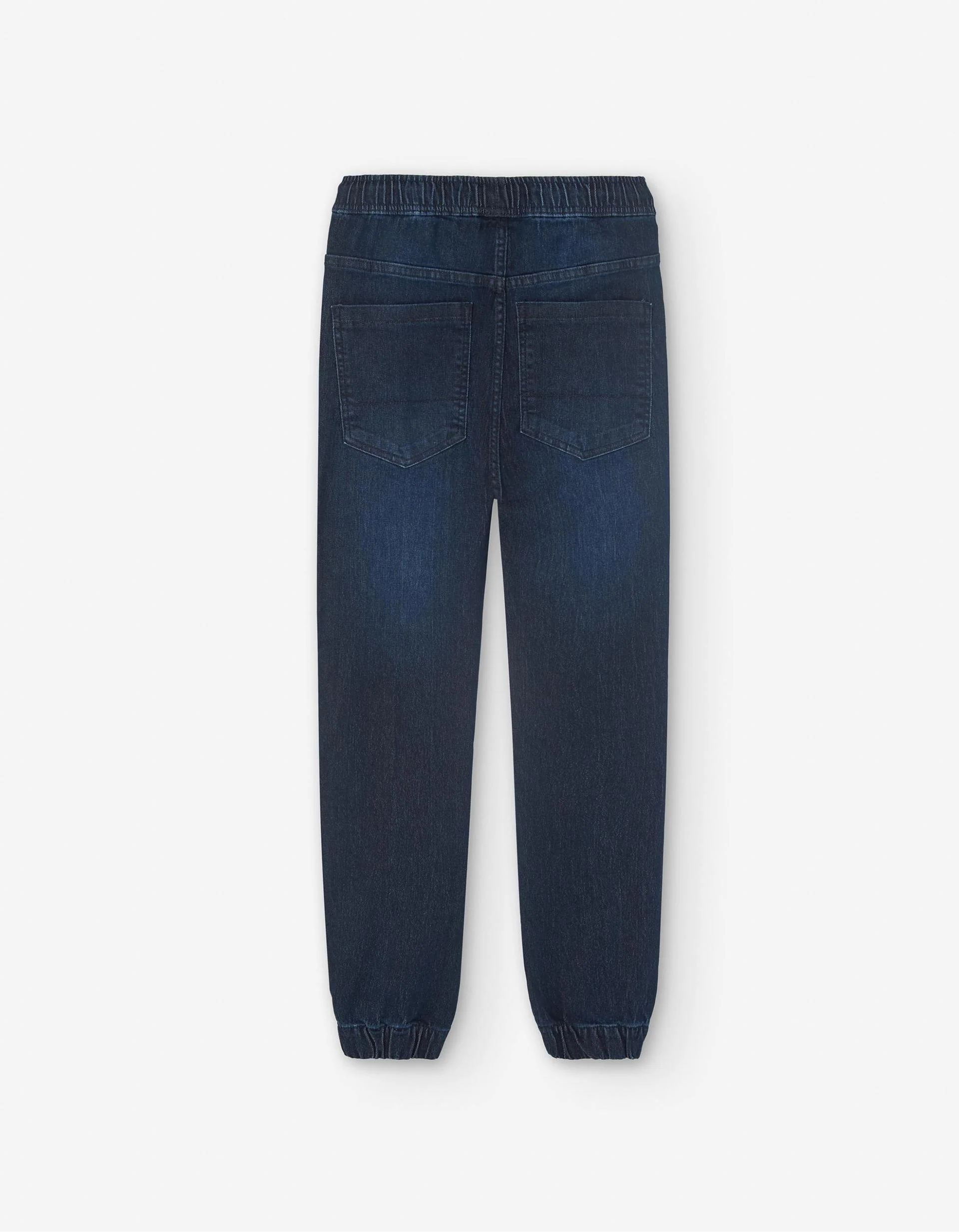 Denim joggers with drawstring and pockets for boys, dark blue