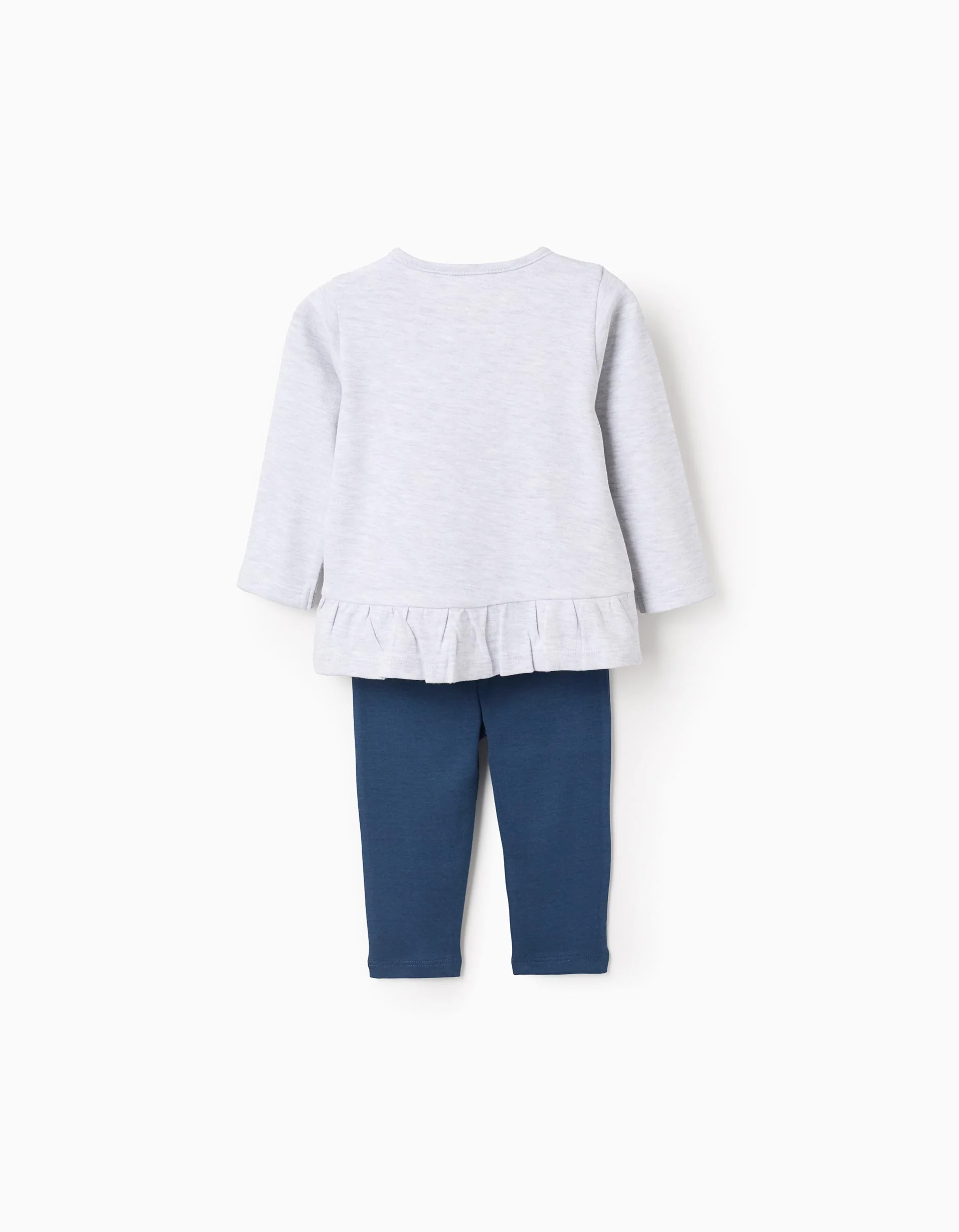 Cotton Pyjama with Ruffles for Baby Girls 'Marie', Grey/Blue