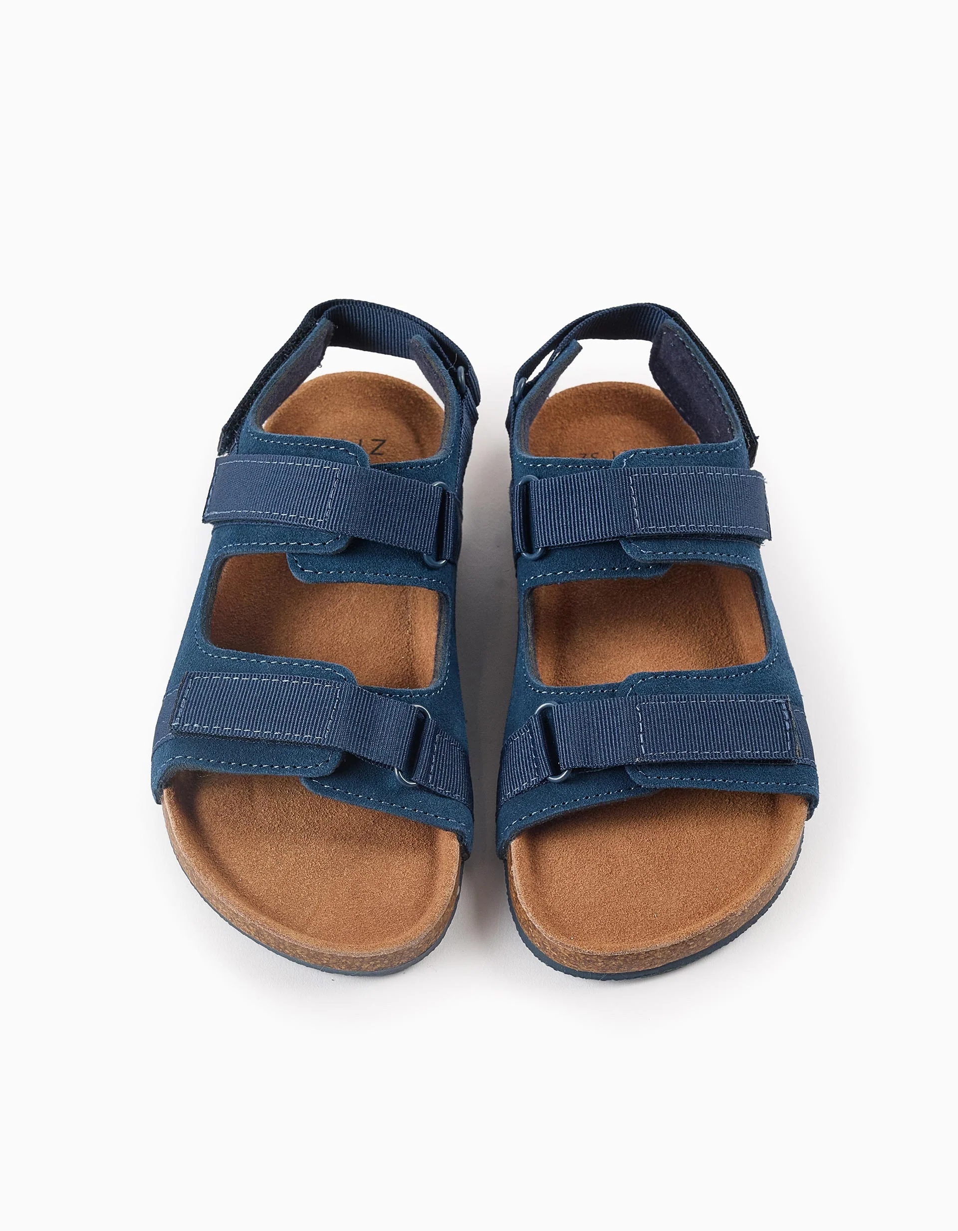 Leather Sandals with Cork Sole for Boys, Dark Blue