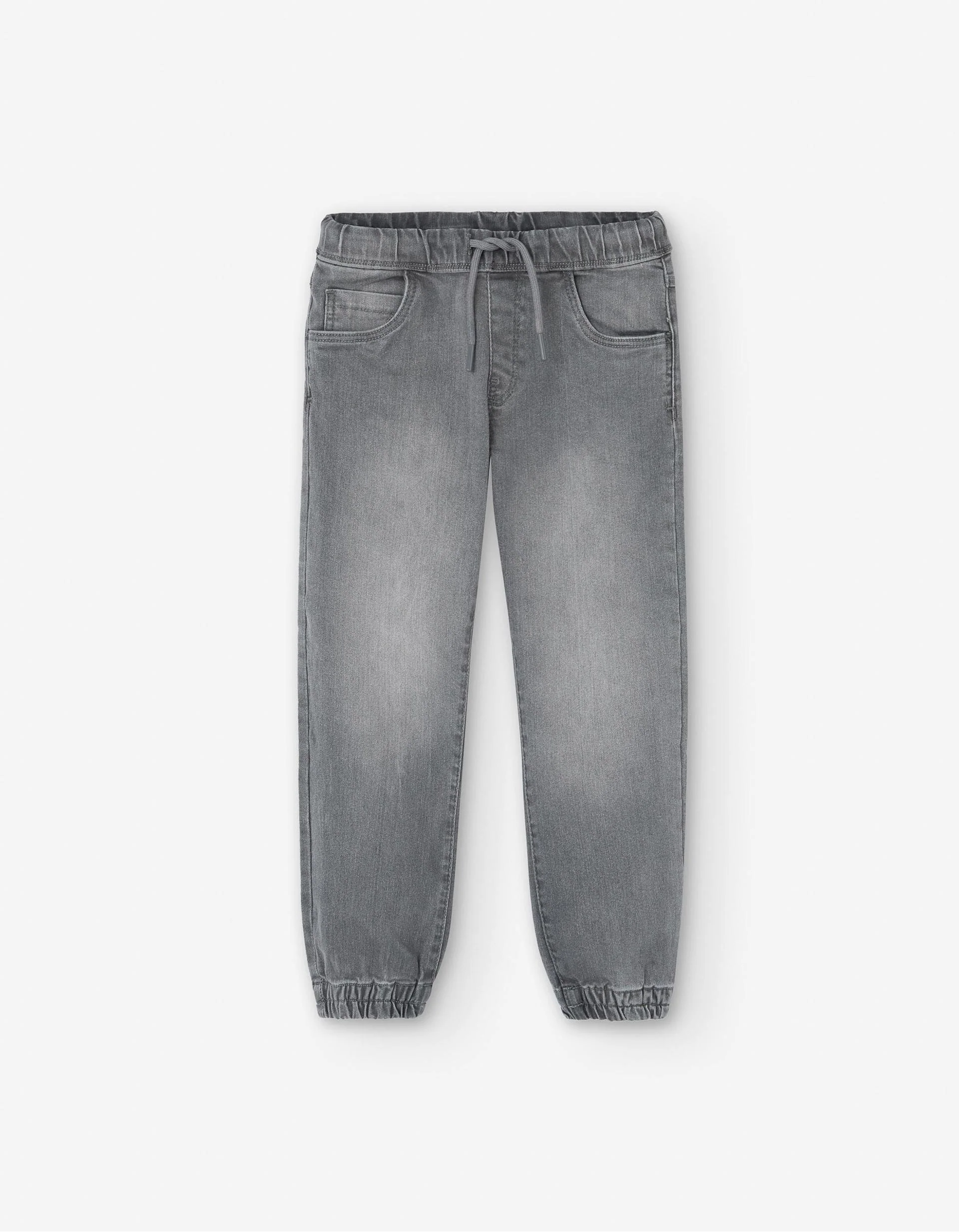 Denim joggers with functional drawstring for boys, grey
