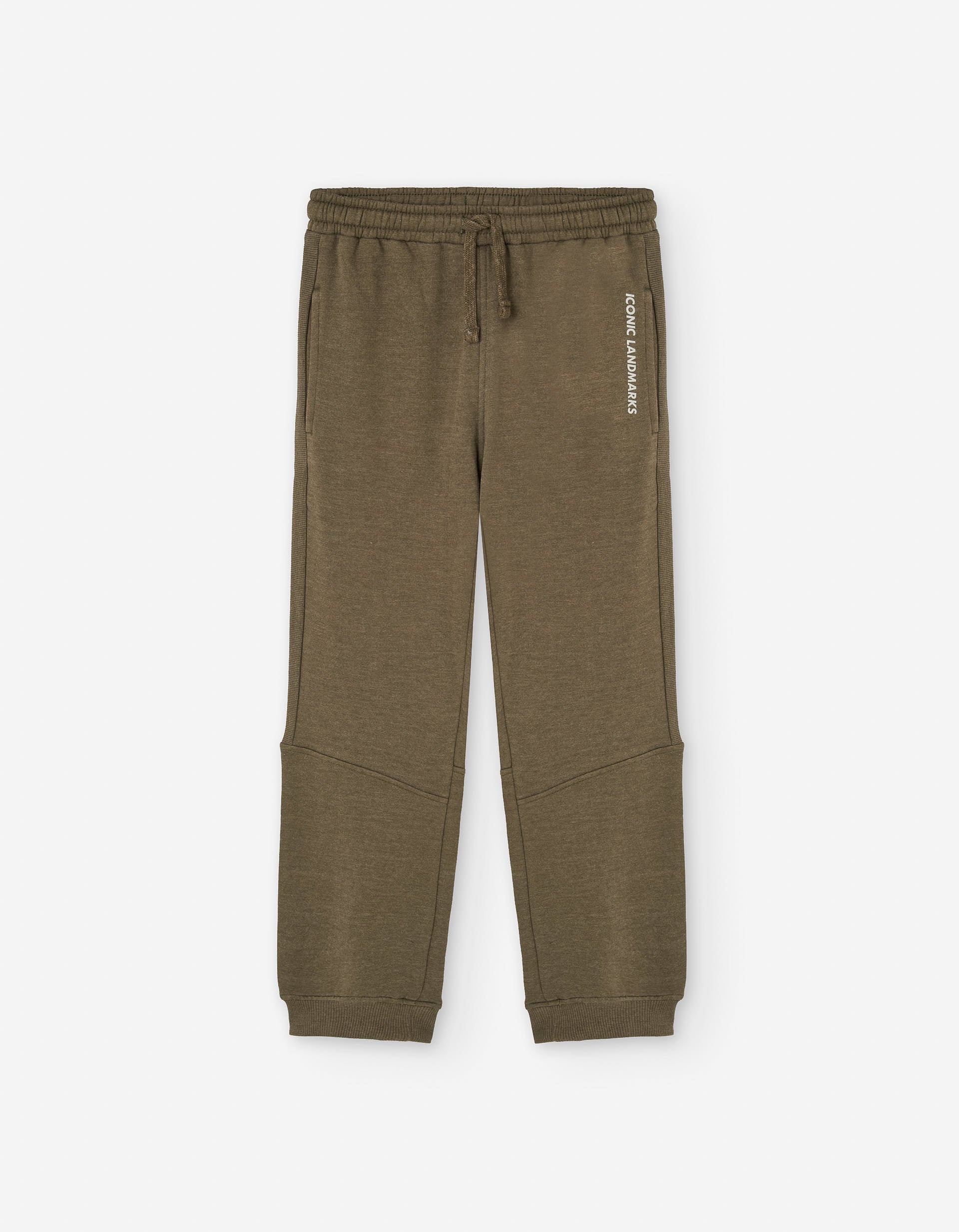 Brushed joggers with drawstring and Landmarks print for boys, grey