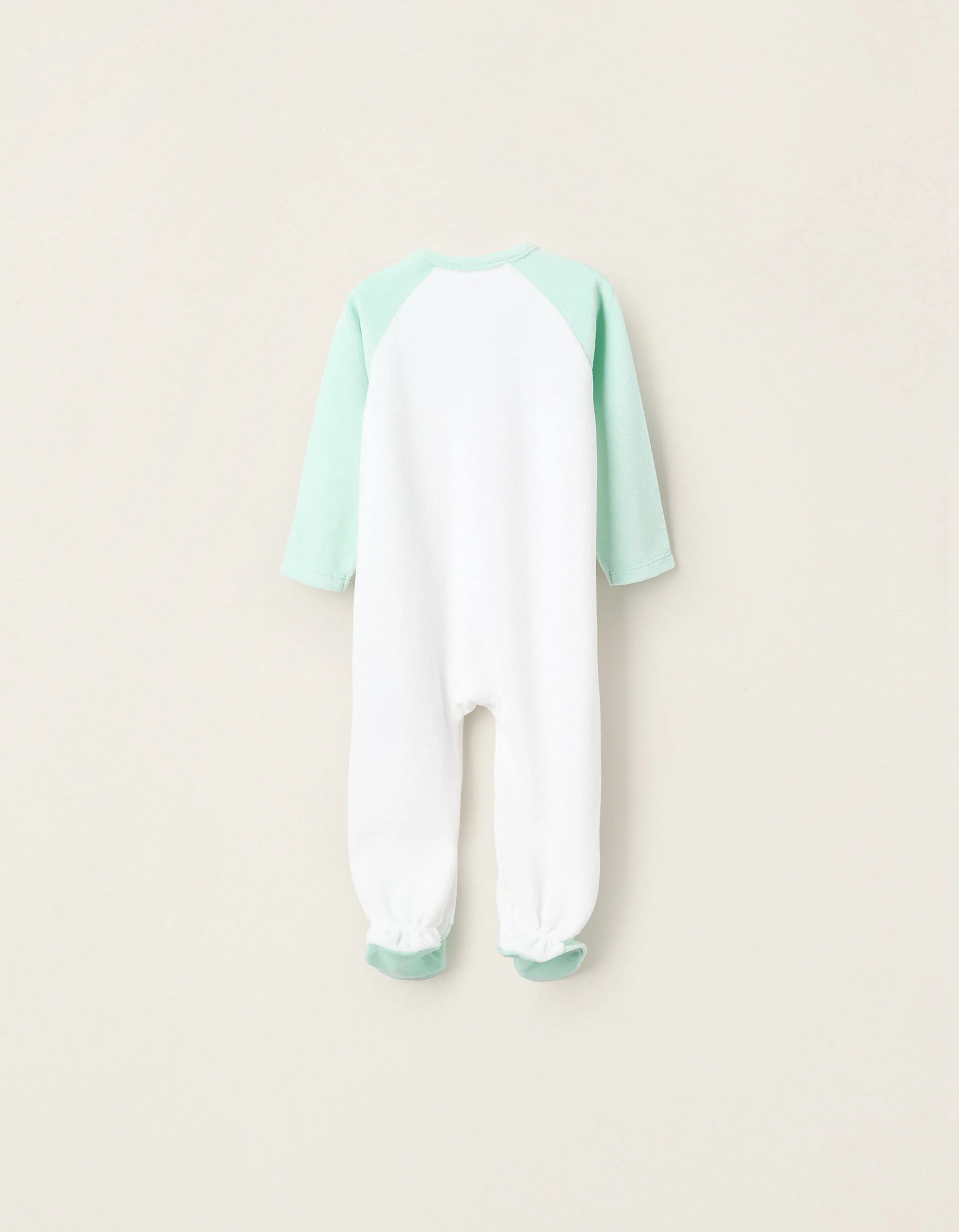 Velour Sleepsuit for Baby Girls 'Monster of Emotions', Green/White