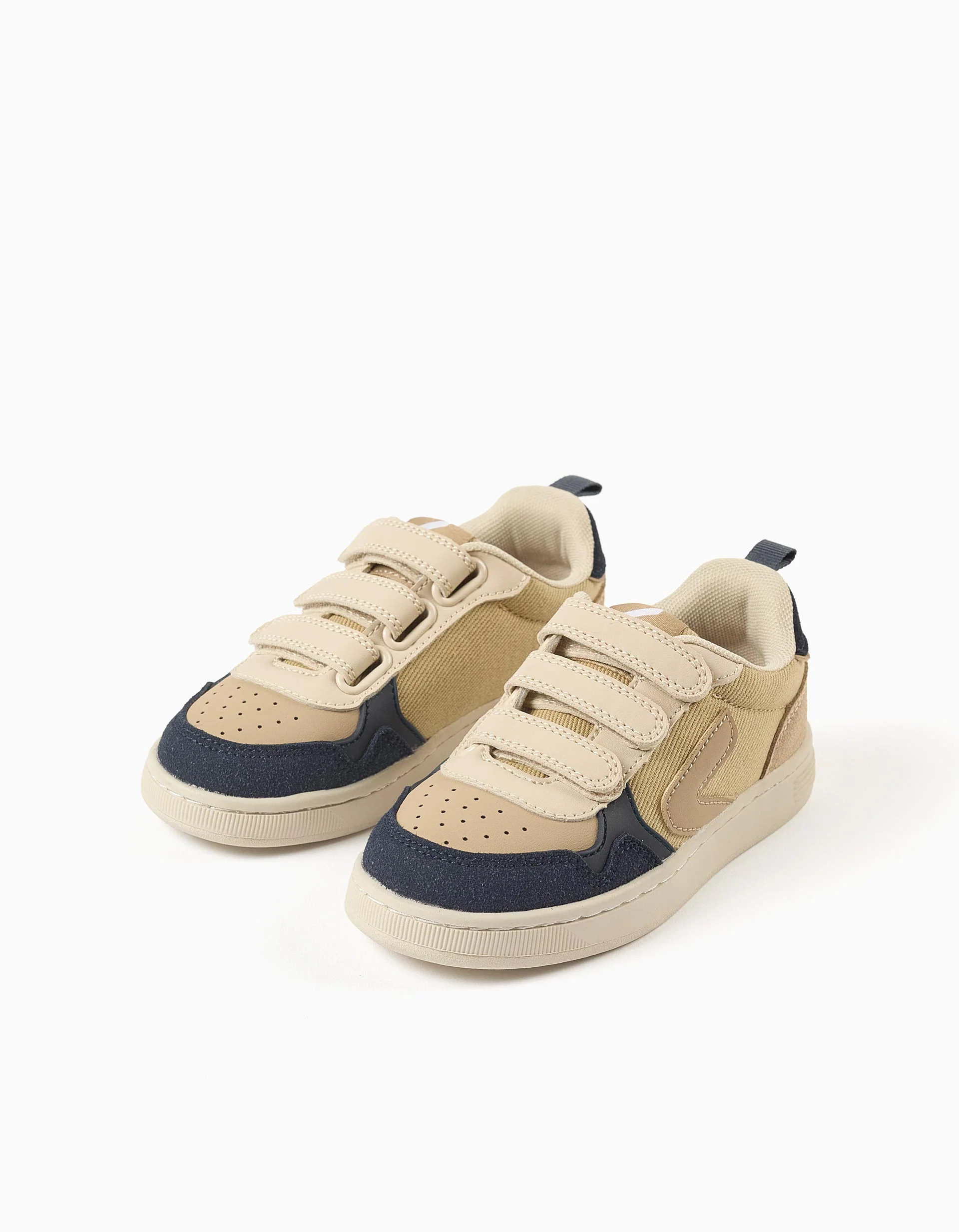 Dual-fabric ZY Move trainers for boys, beige/dark blue