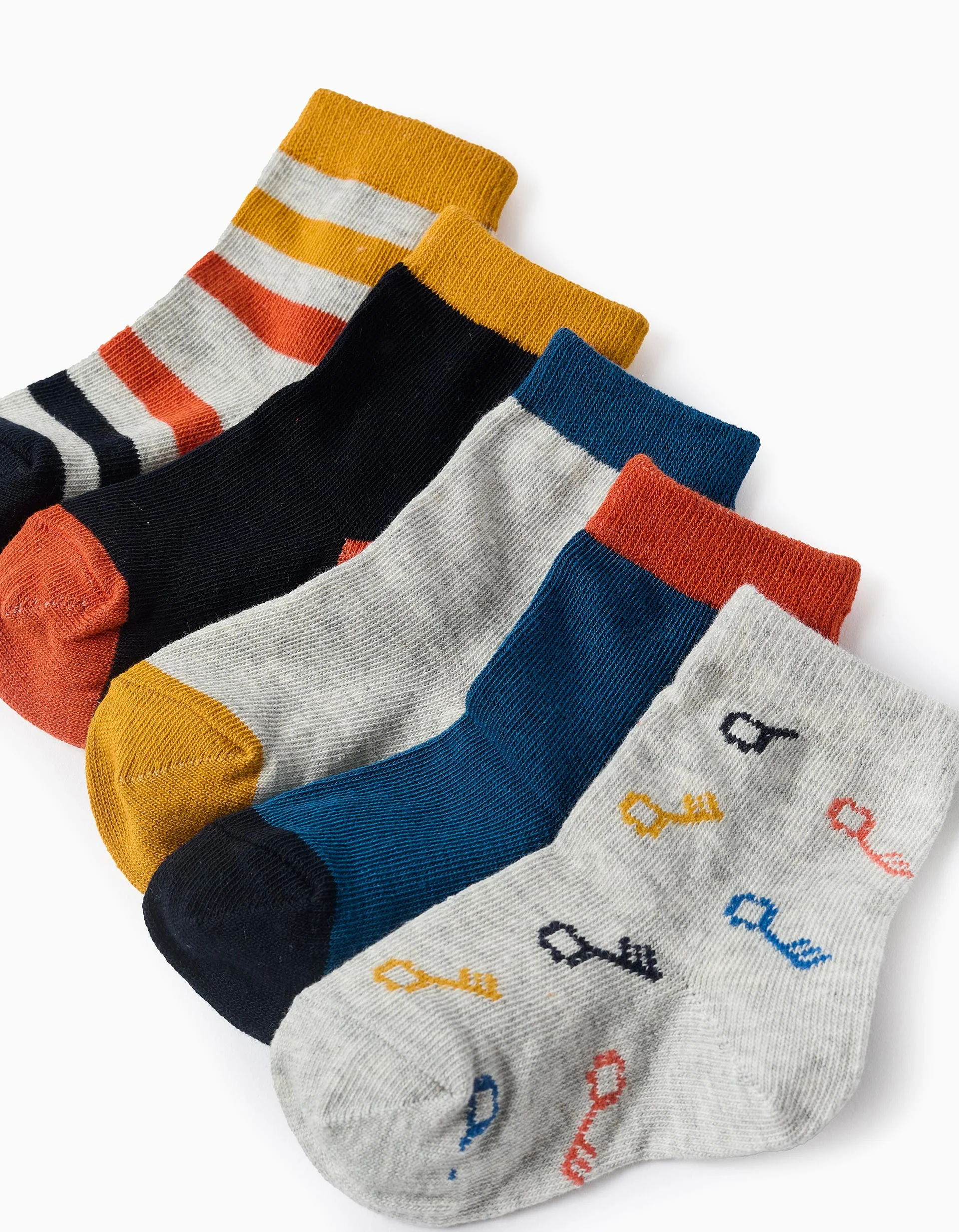 Pack of 5 Pairs of Socks for Baby Boys 'Keys', Multicolour