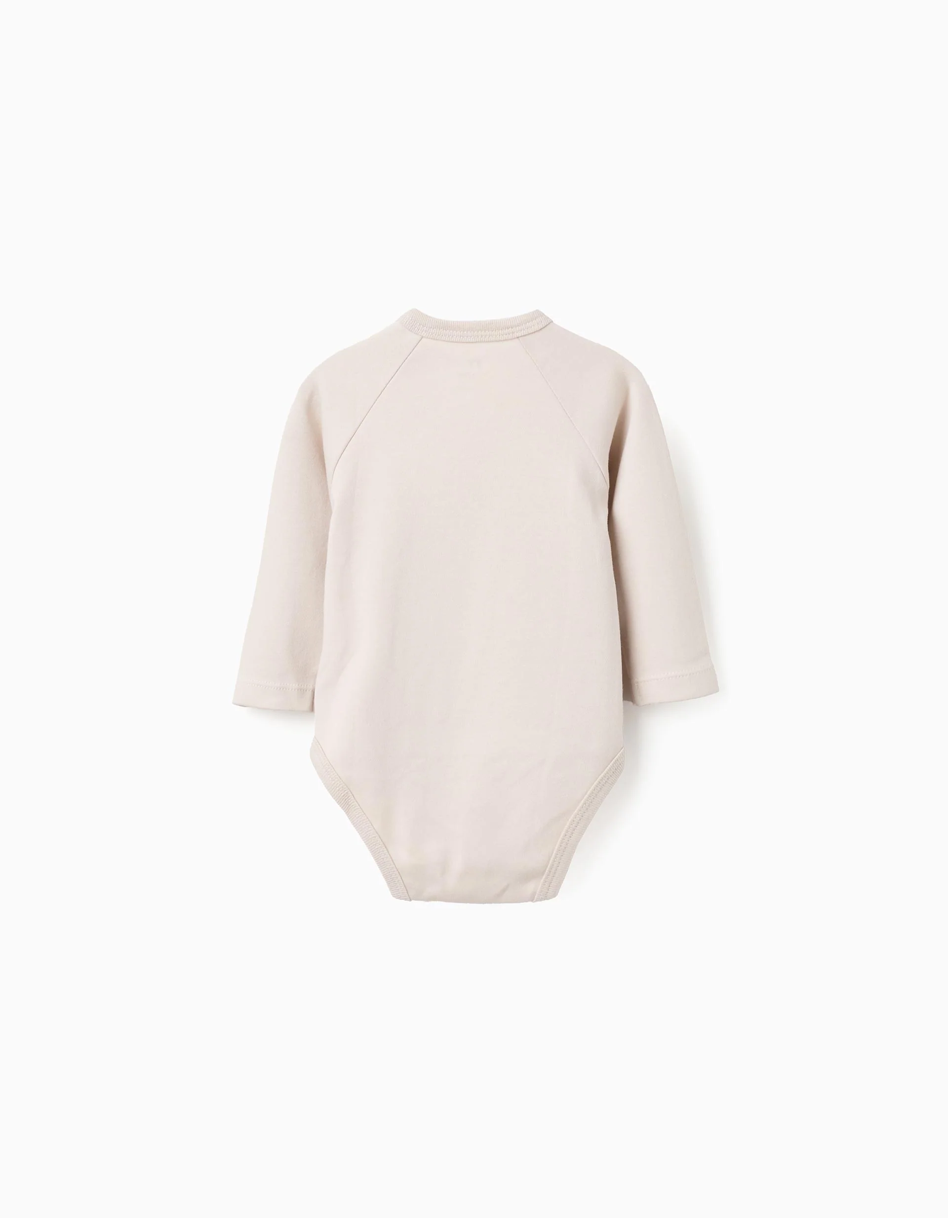 4 wrapover plain/printed bodysuits for newborns and babies, white/beige