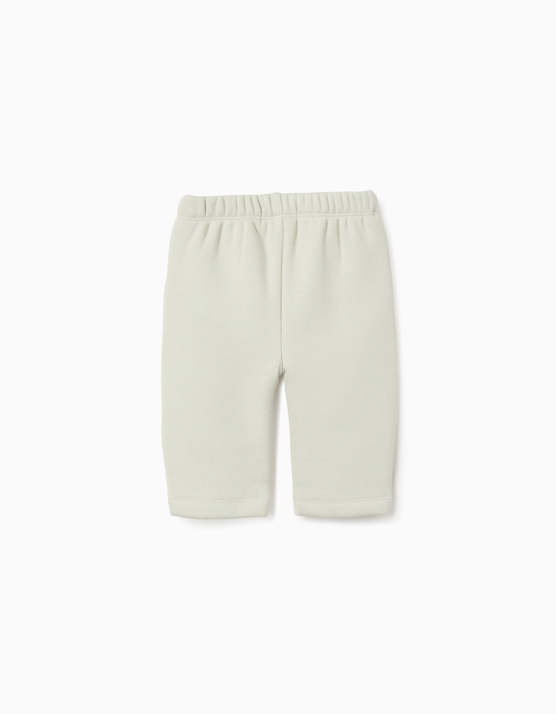 Trousers with plush lining for newborn boys, light green
