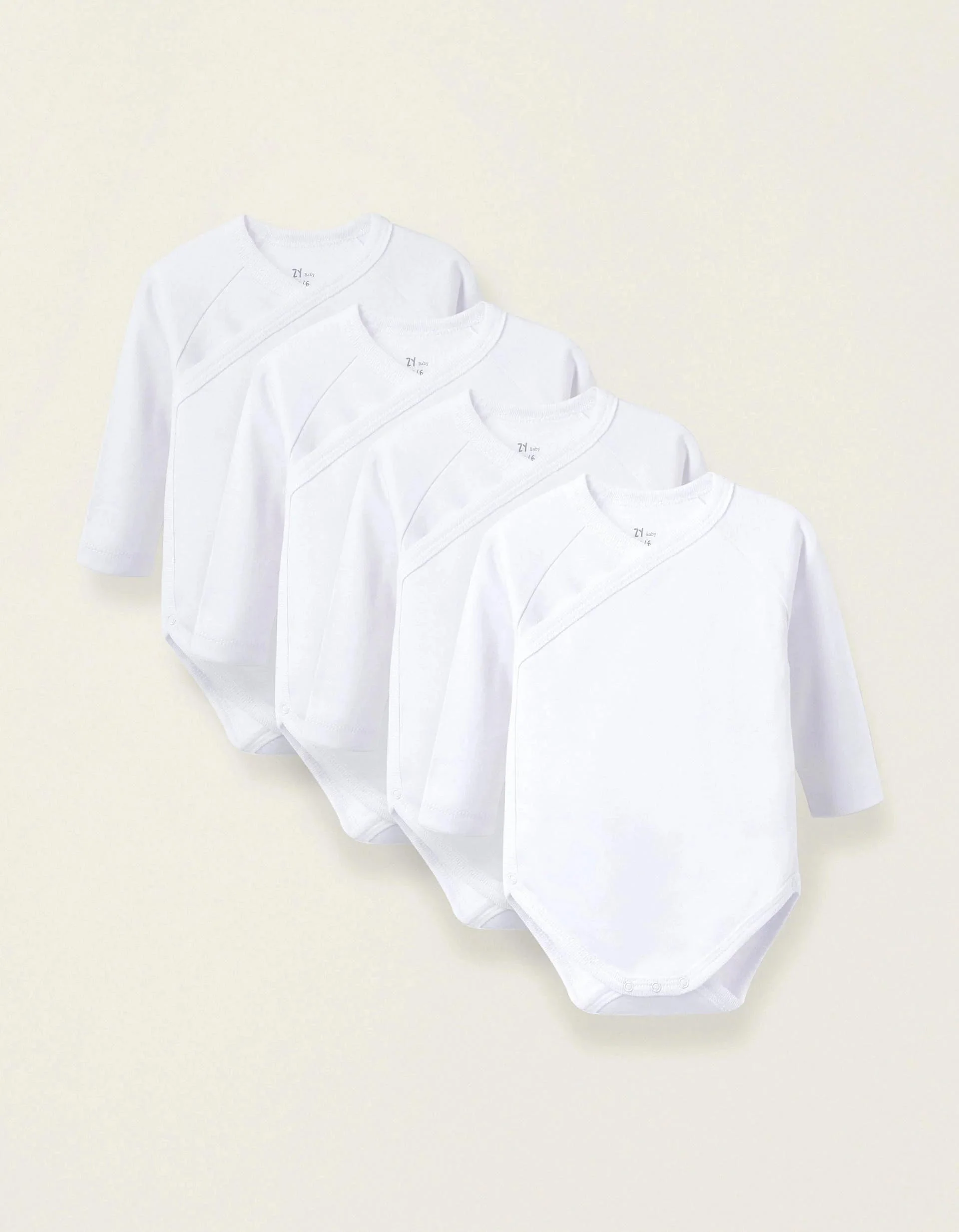 Pack of 4 Brushed Cotton Bodysuits for Newborns and Babies, White