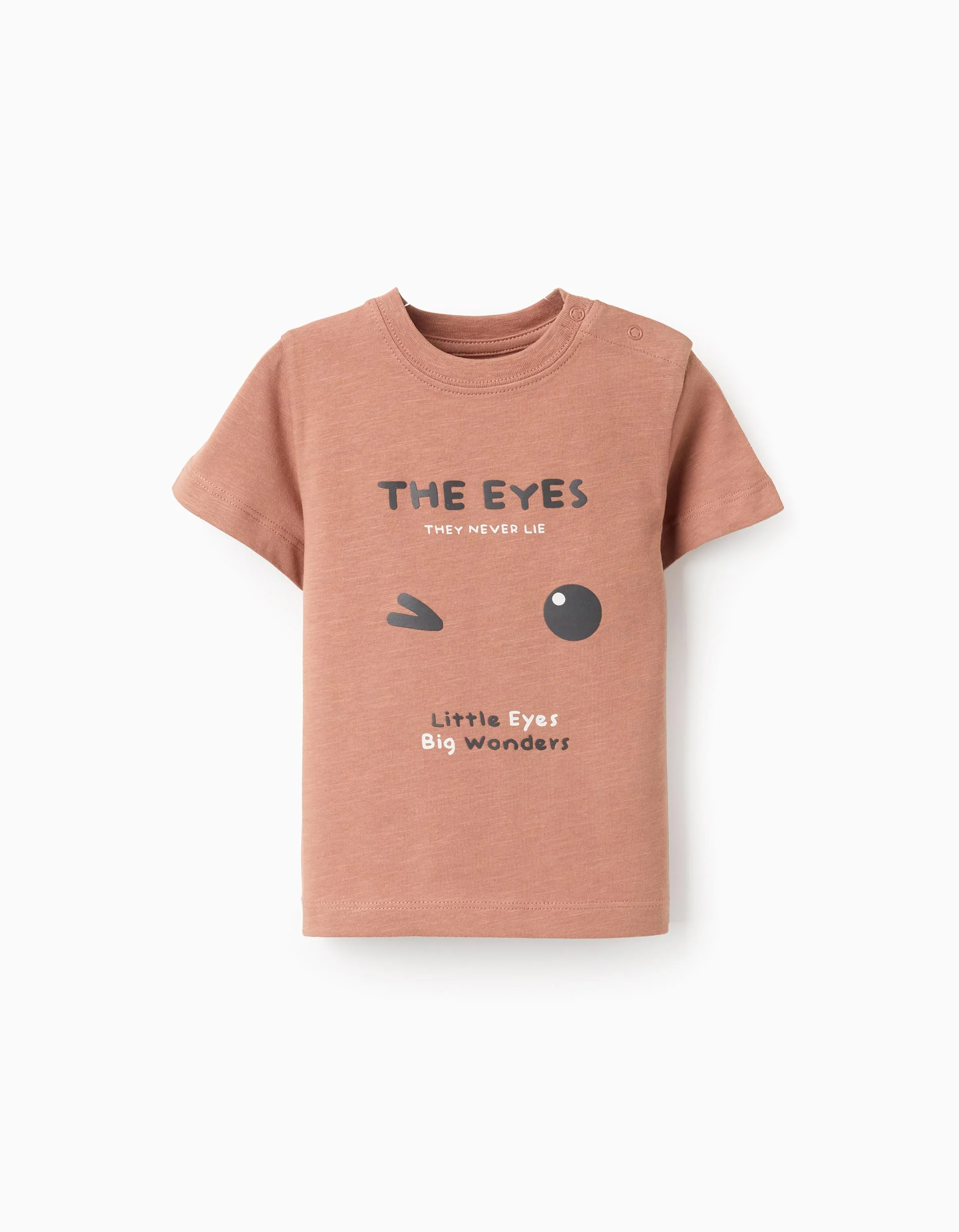 Cotton Jersey T-shirt for Baby Boys 'Eyes', Brown
