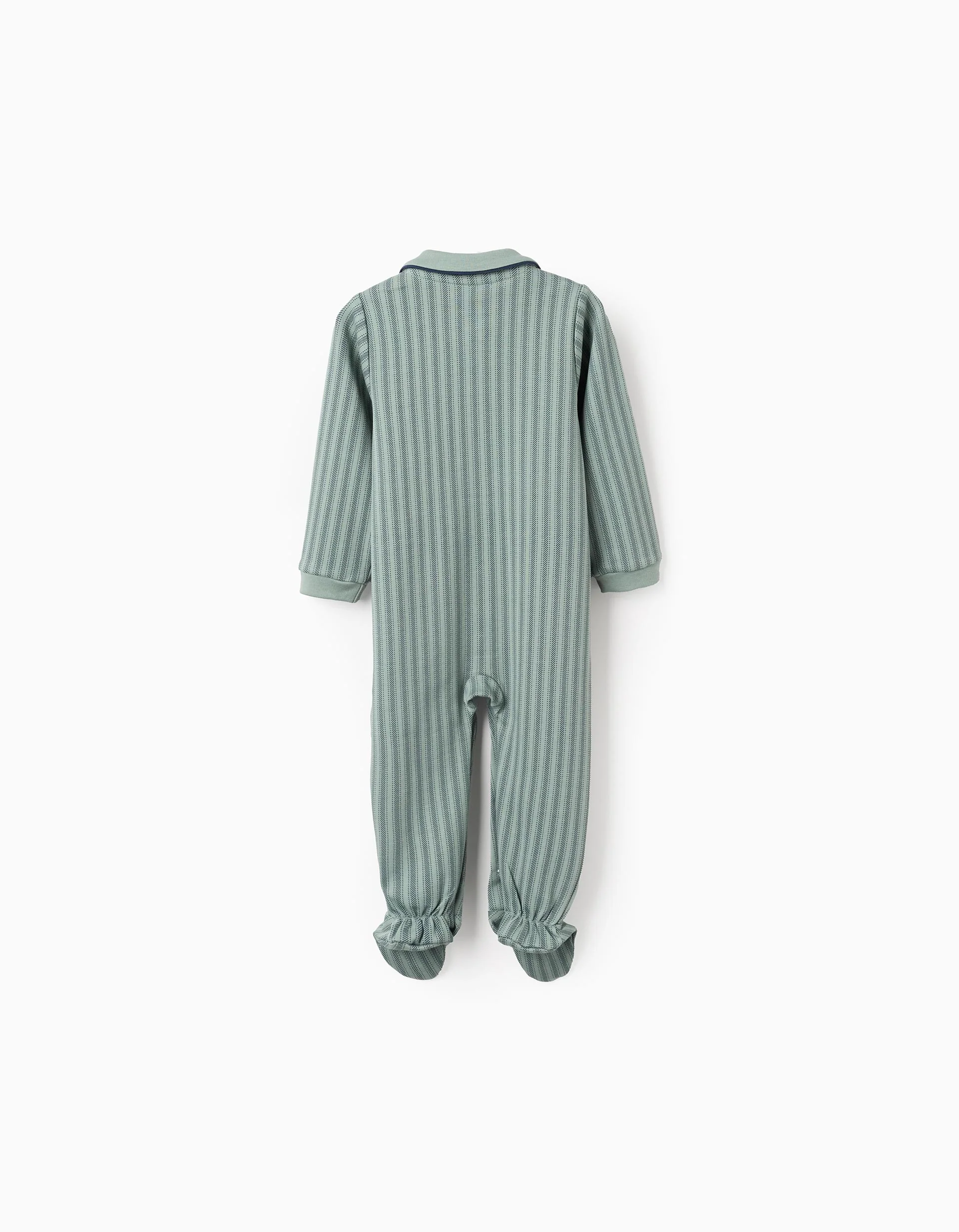 Striped Cotton Sleepsuit for Baby Boys, Green/Blue